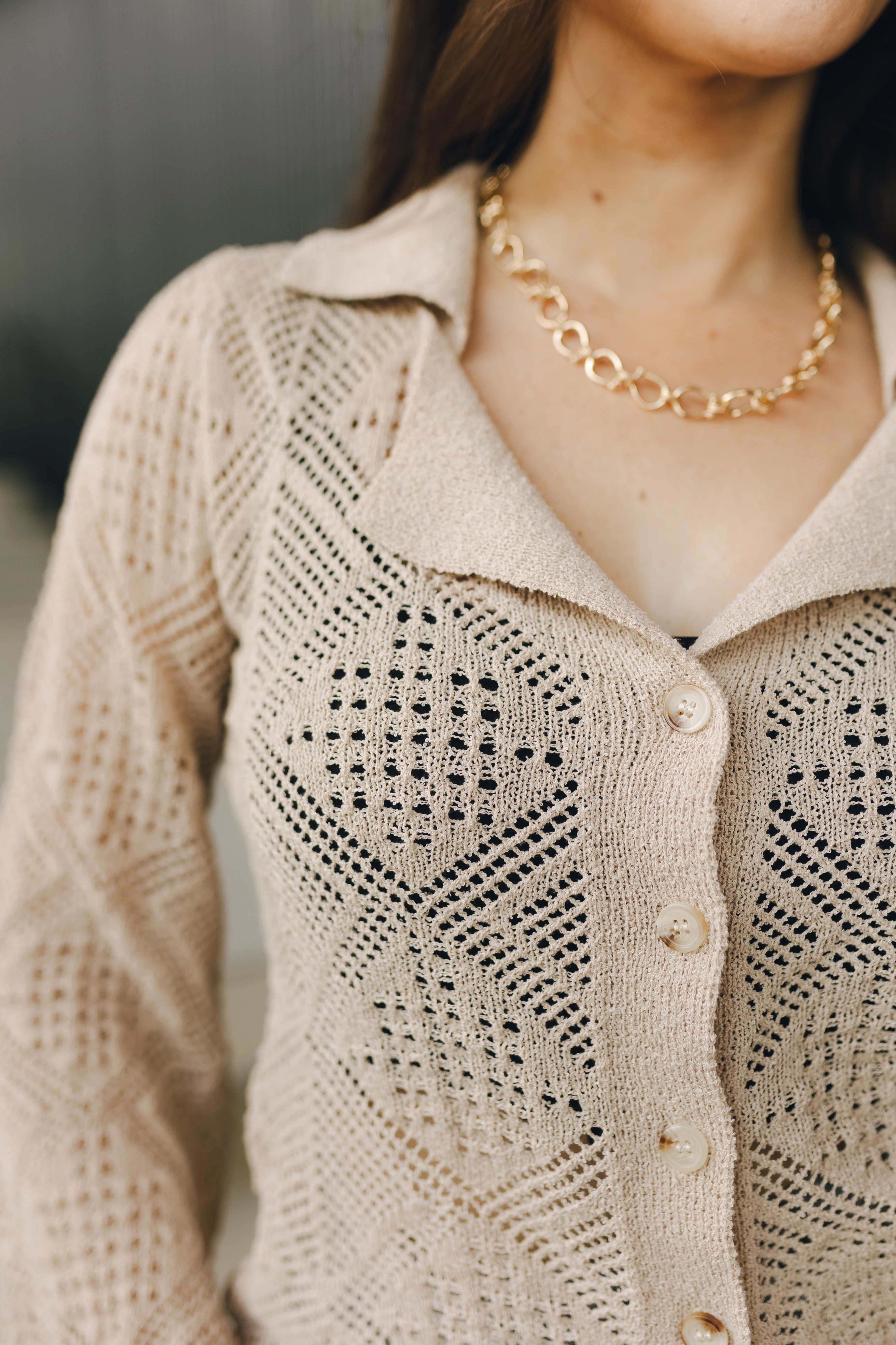 Stephanie Beige Crochet Top - Image 3