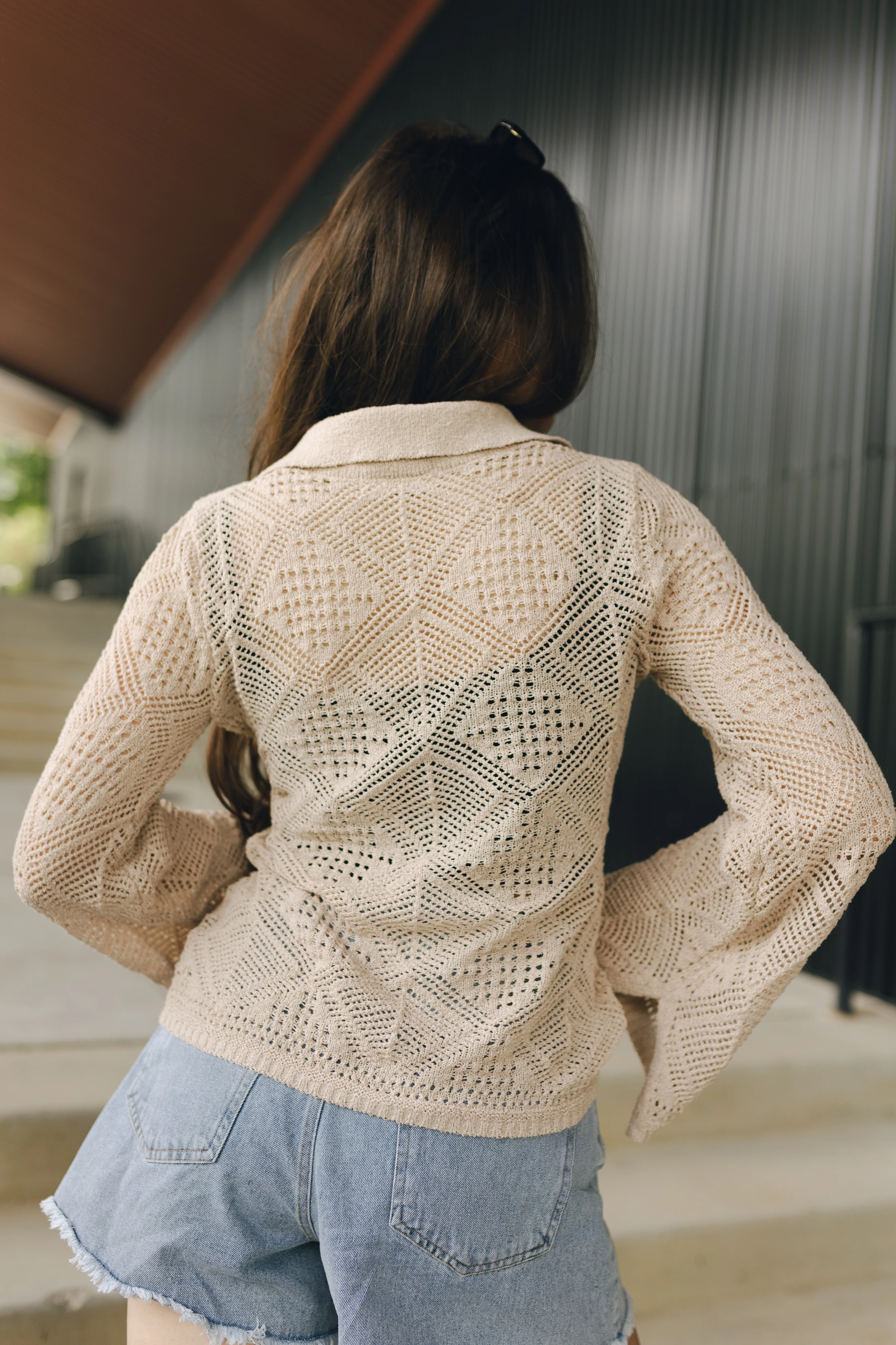 Stephanie Beige Crochet Top - Image 5