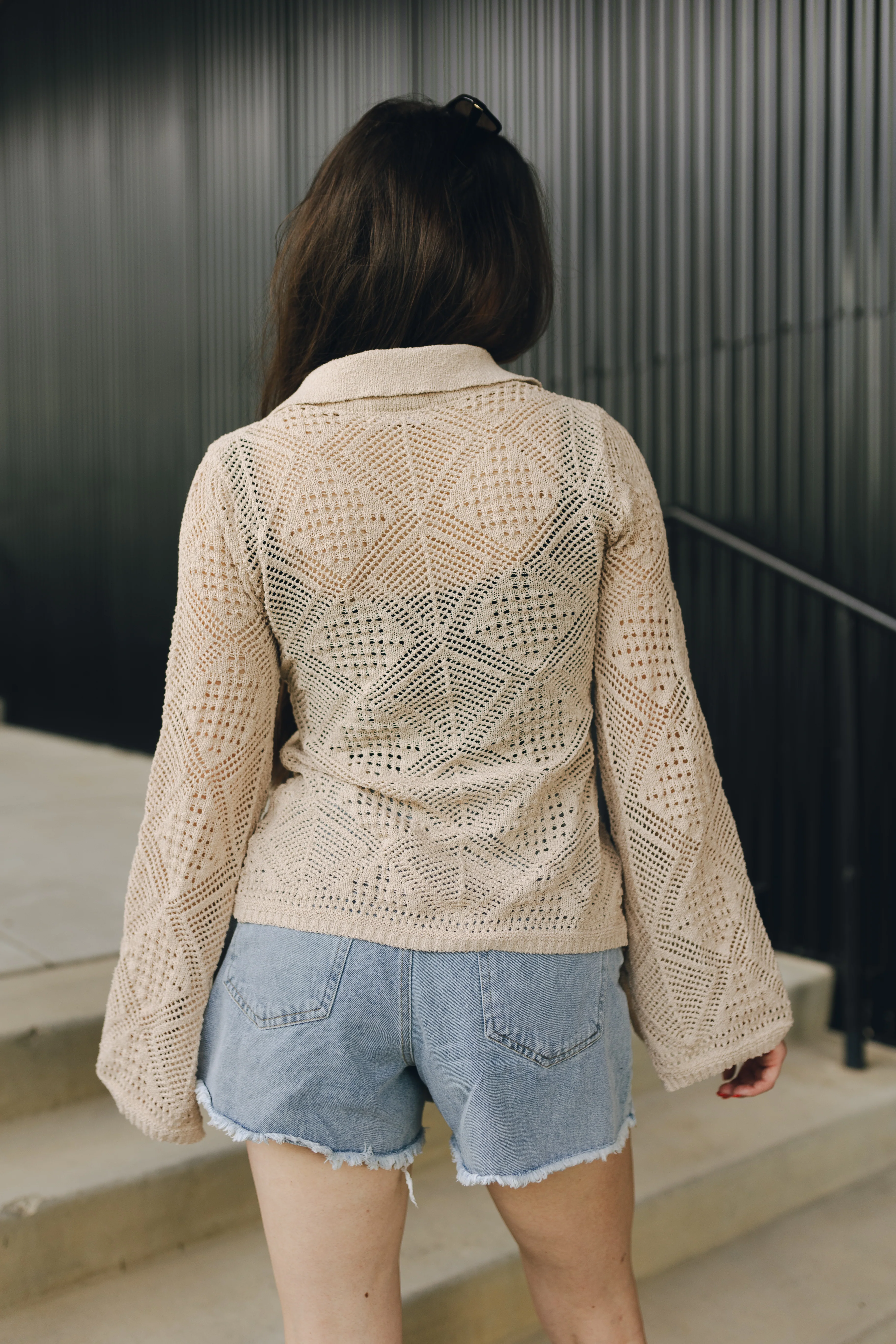 Stephanie Beige Crochet Top - Image 6
