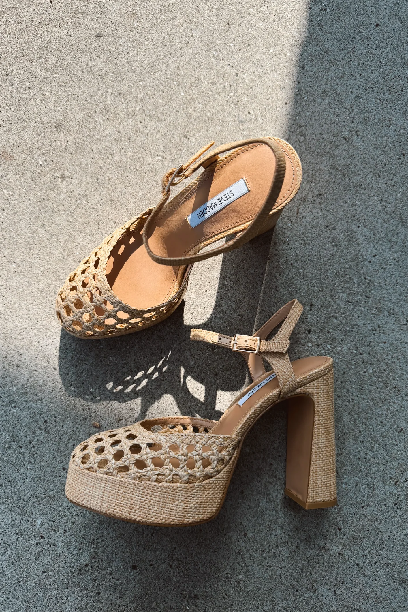 Steve Madden Lexie Raffia Natural Platform Pump Heel