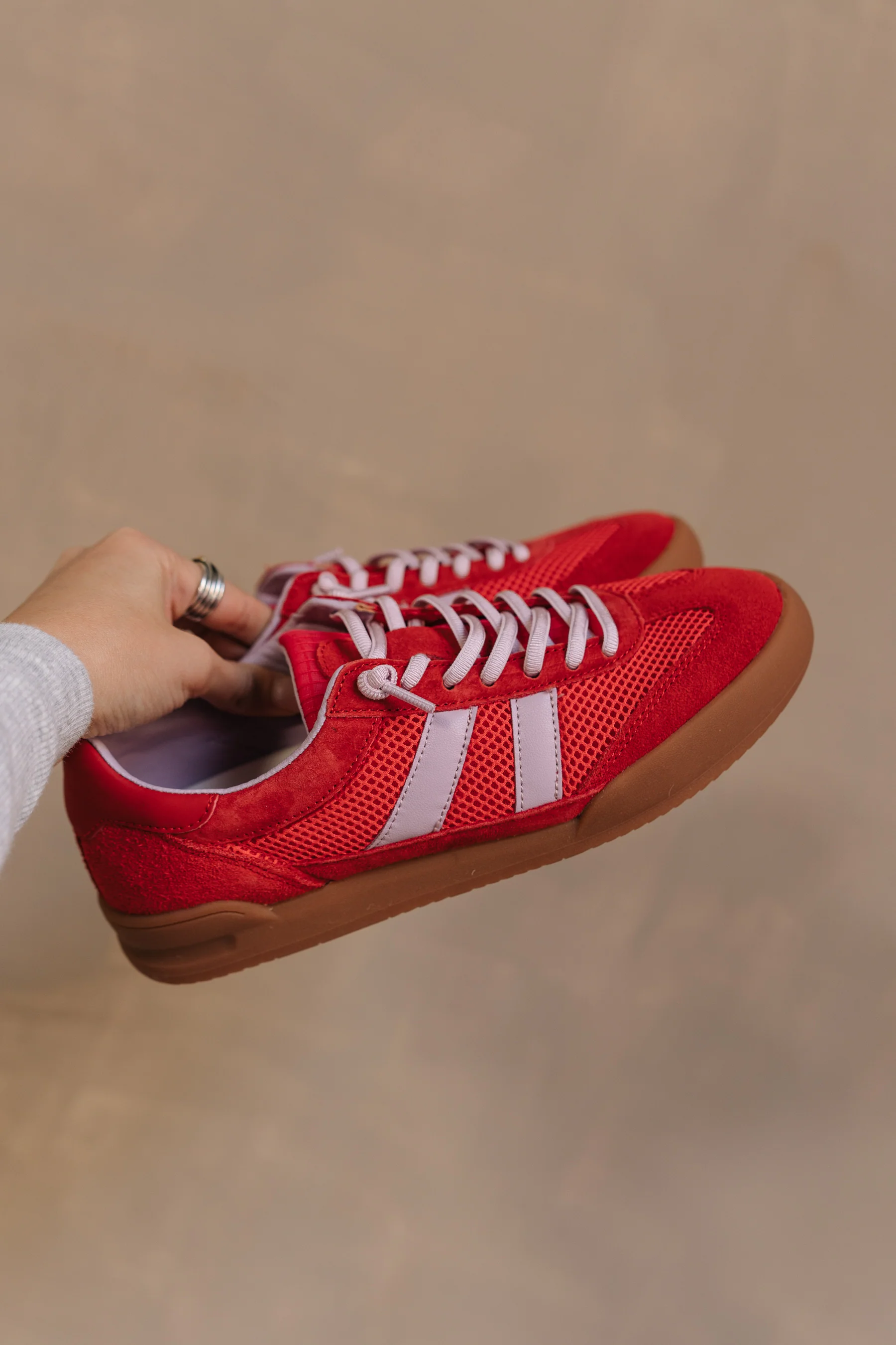 Steve Madden Red Multi Mixed Media Sneaker - Image 3