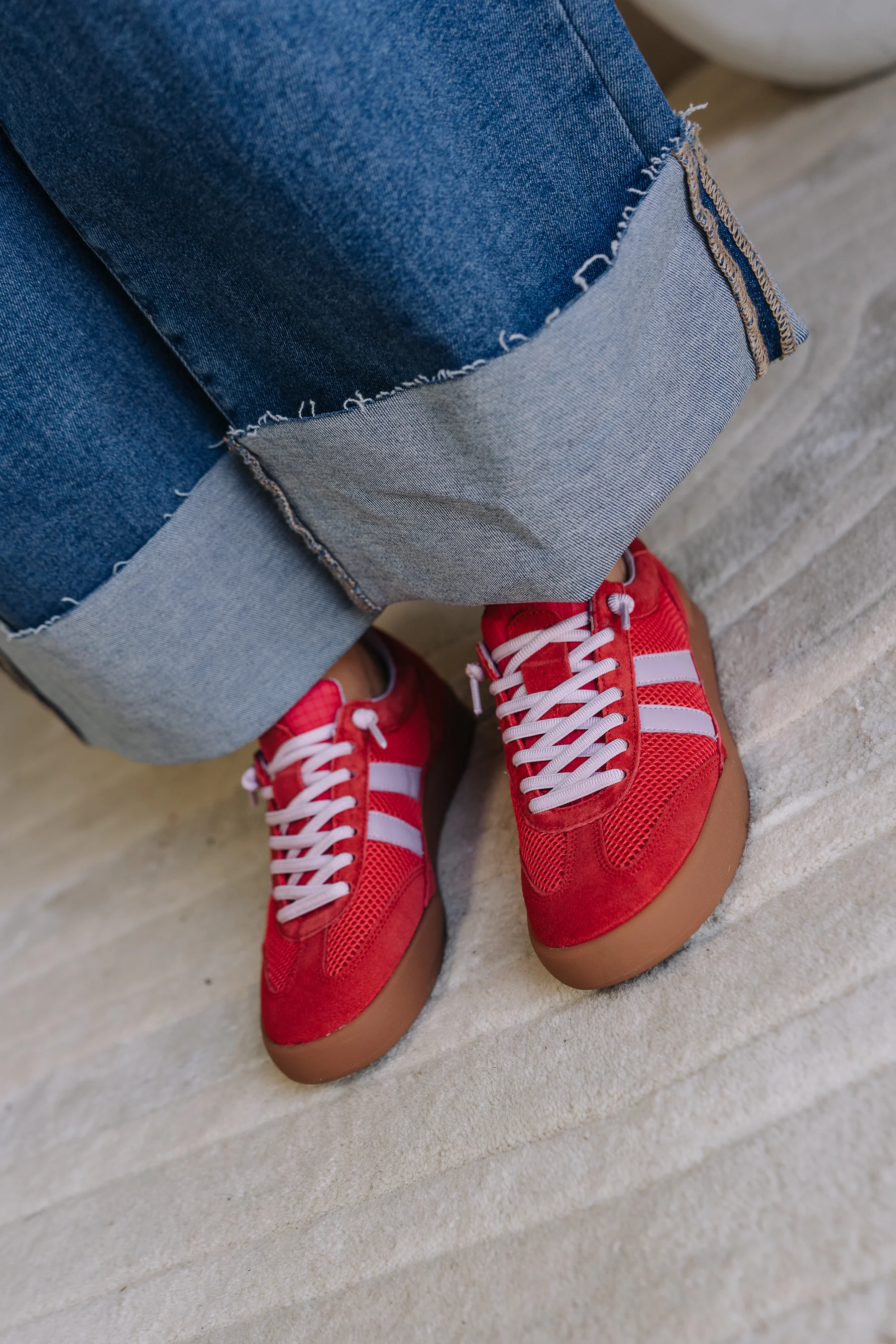 Steve Madden Red Multi Mixed Media Sneaker - Image 4