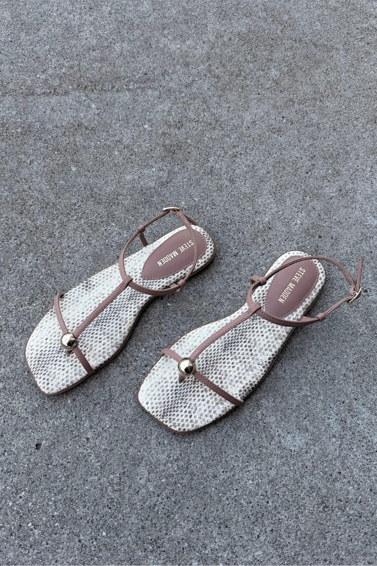 Steve Madden Ritzy Natural Snake Toe Sandal