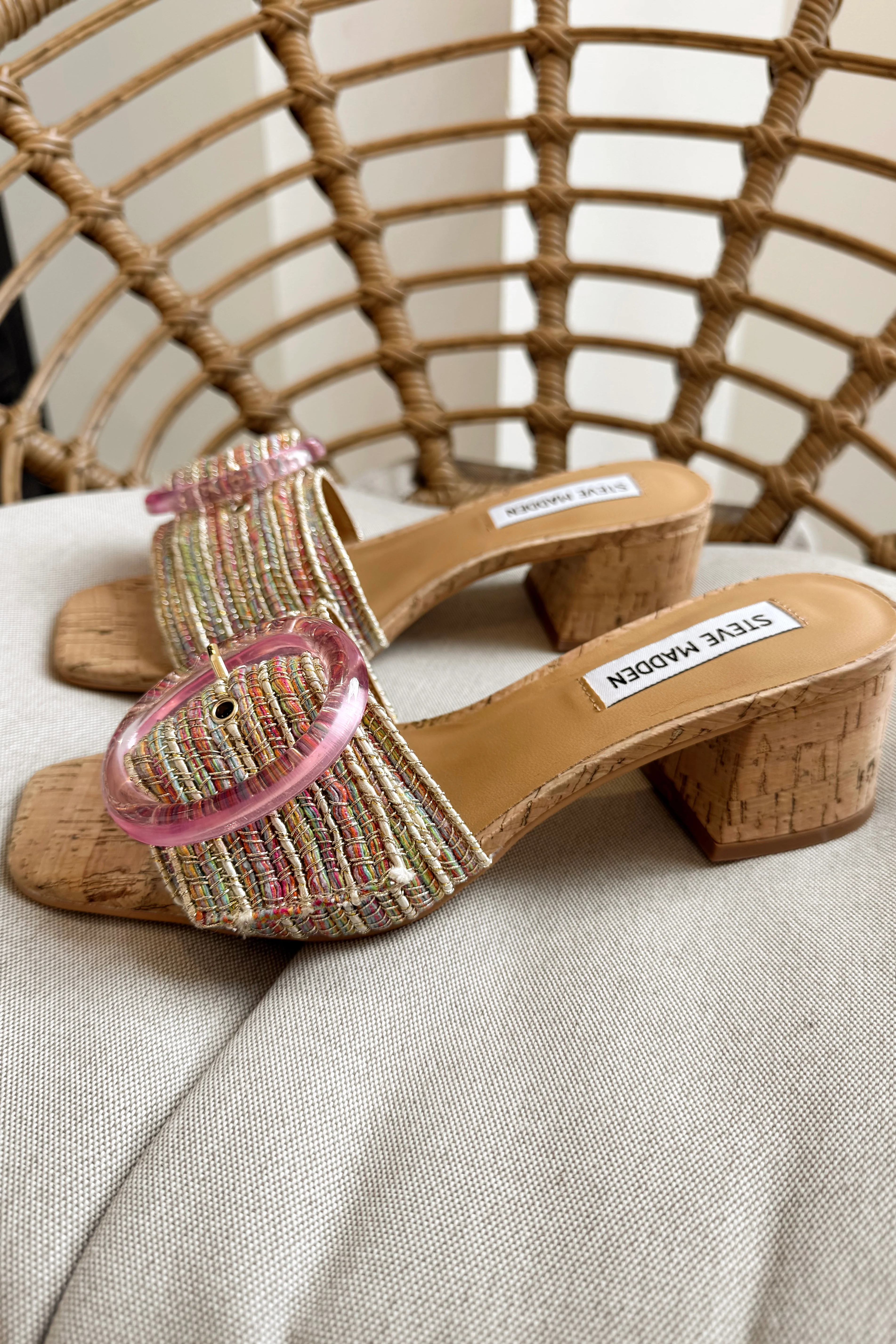 Steve Madden Seacrest Pink Multi Raffia Heel - Image 10