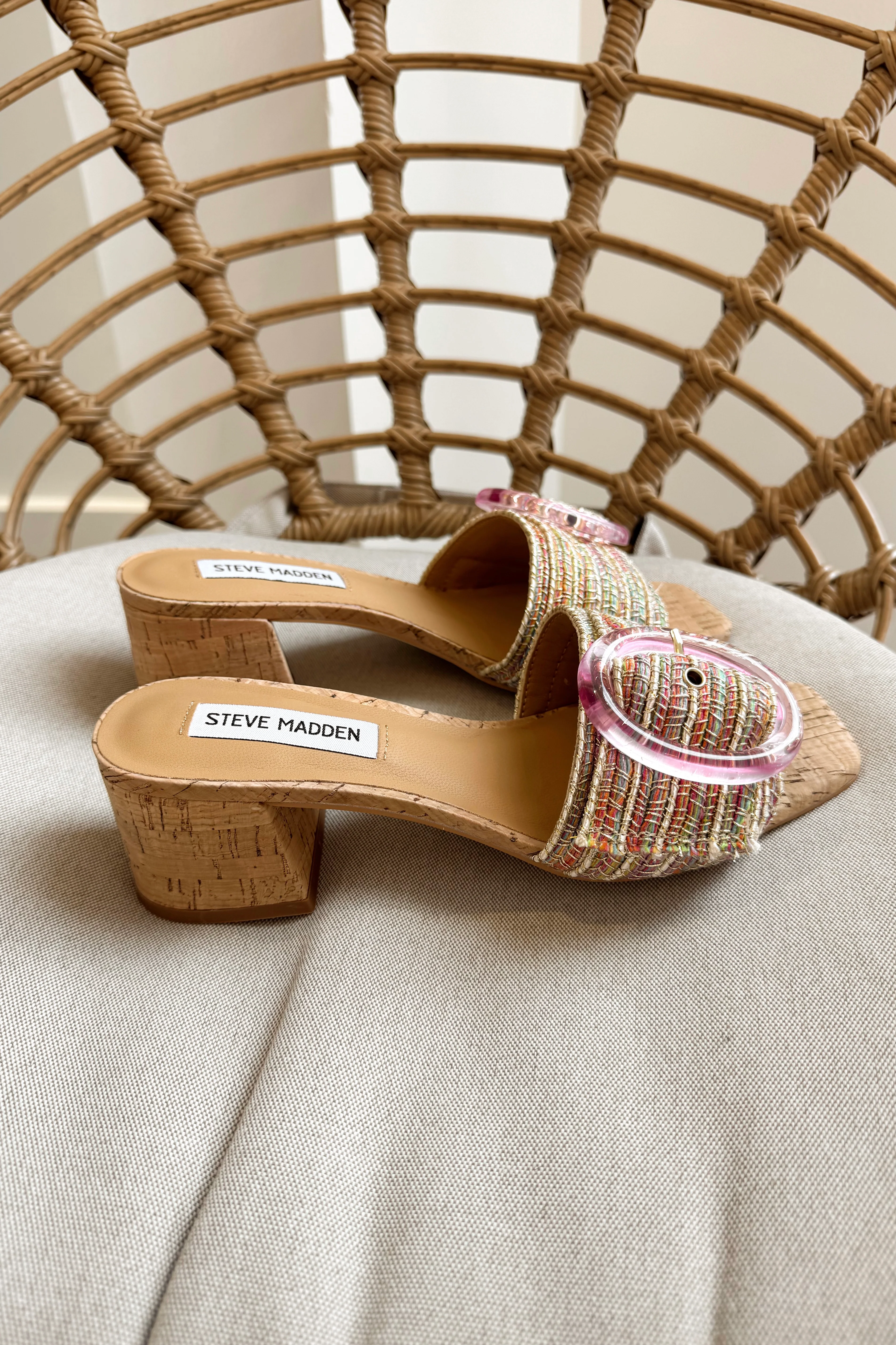 Steve Madden Seacrest Pink Multi Raffia Heel - Image 12