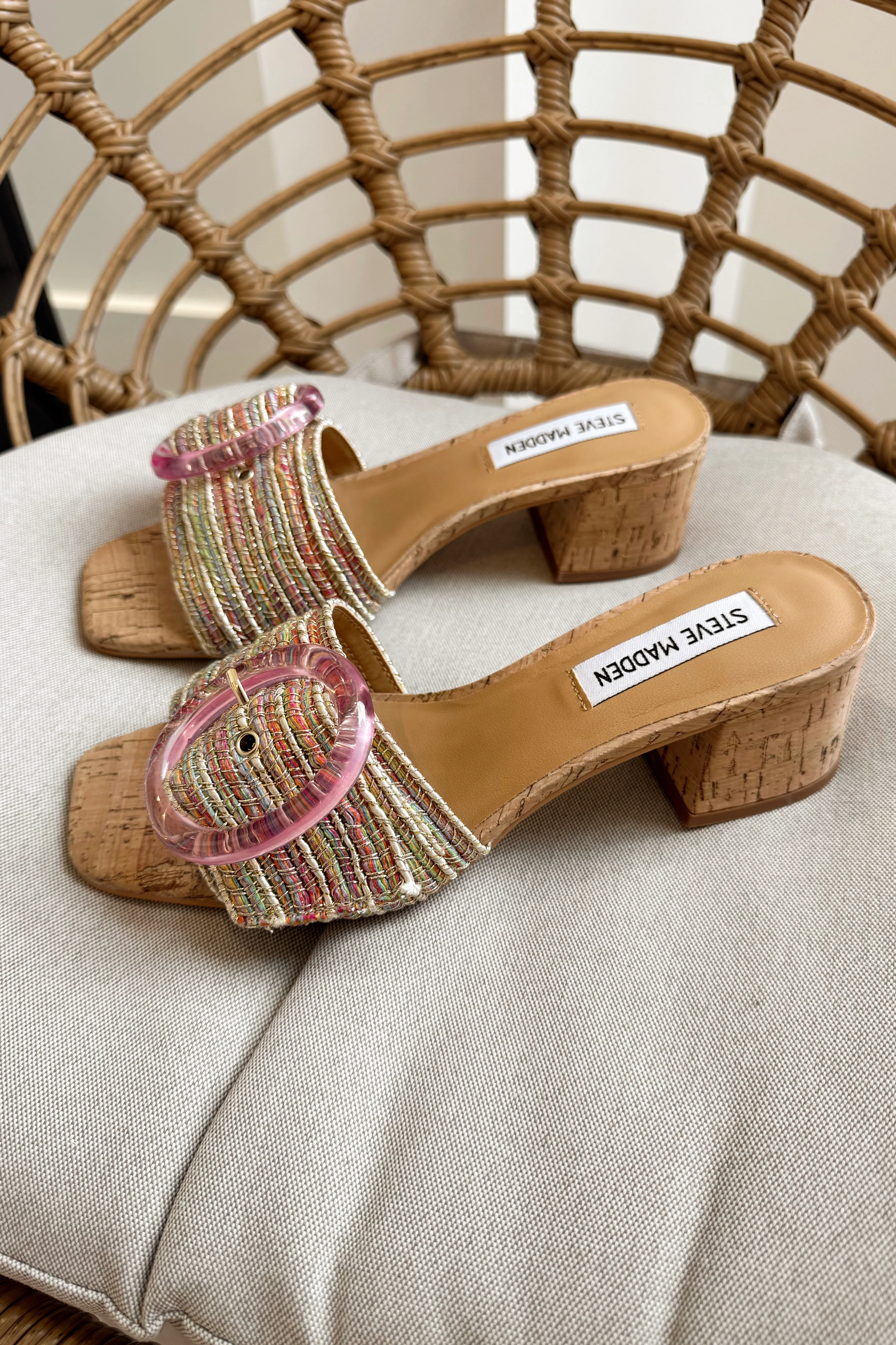 Steve Madden Seacrest Pink Multi Raffia Heel - Image 13