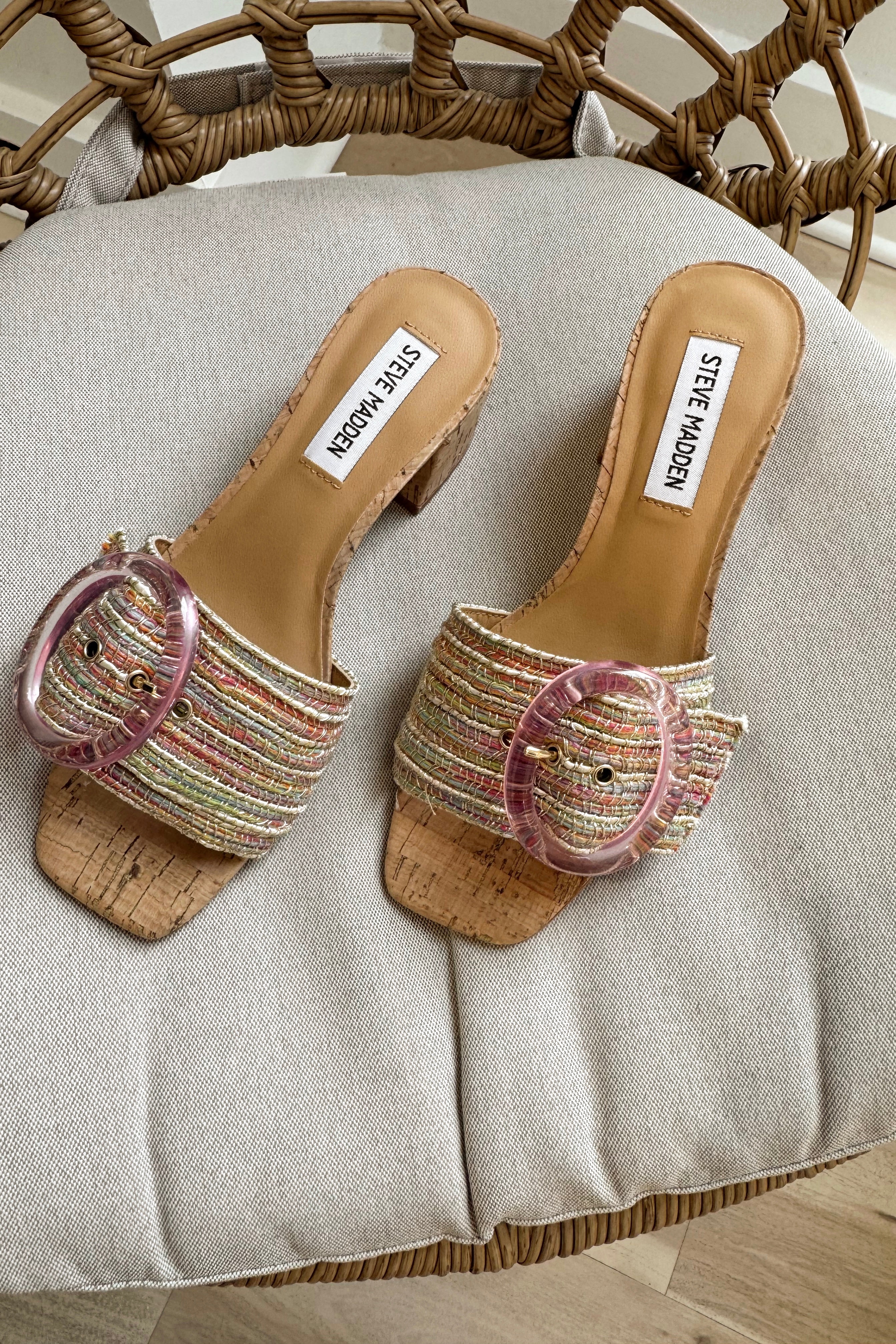 Steve Madden Seacrest Pink Multi Raffia Heel - Image 6