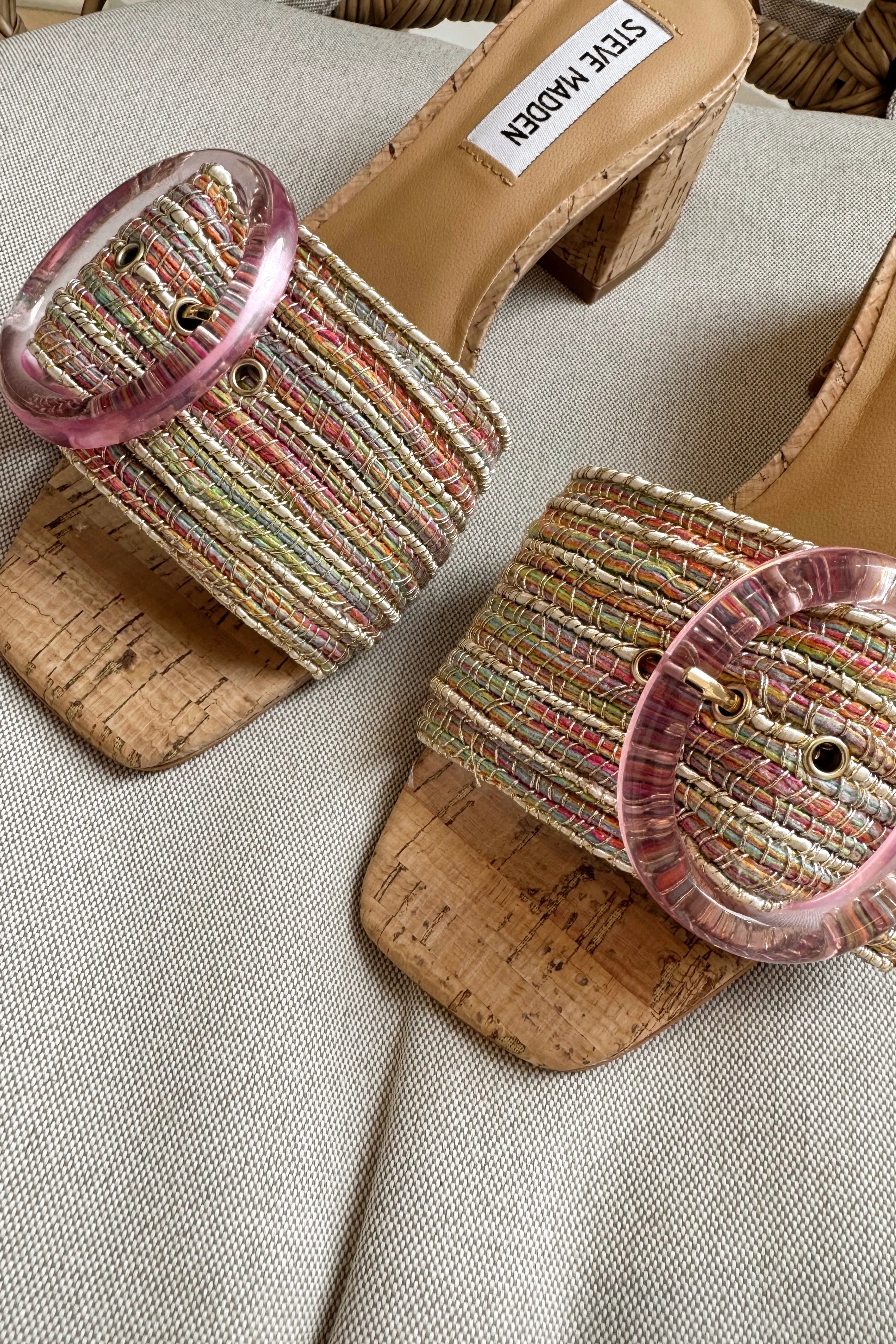 Steve Madden Seacrest Pink Multi Raffia Heel - Image 7