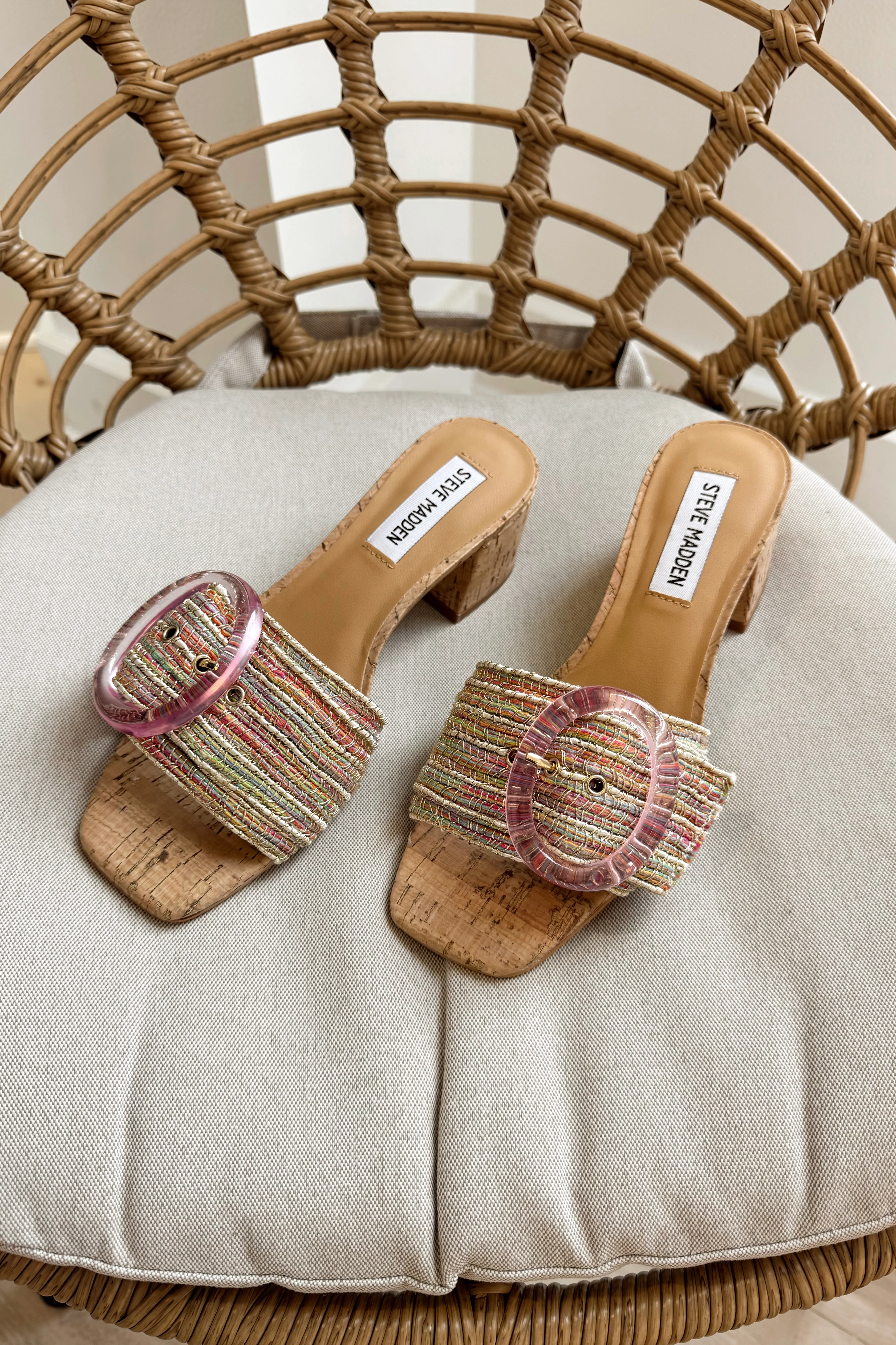 Steve Madden Seacrest Pink Multi Raffia Heel - Image 8