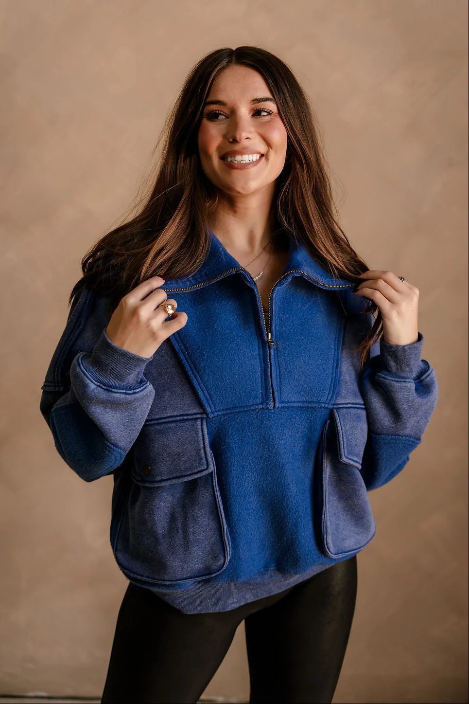 Stevie Washed Blue Quarter Zip Pullover - Image 10