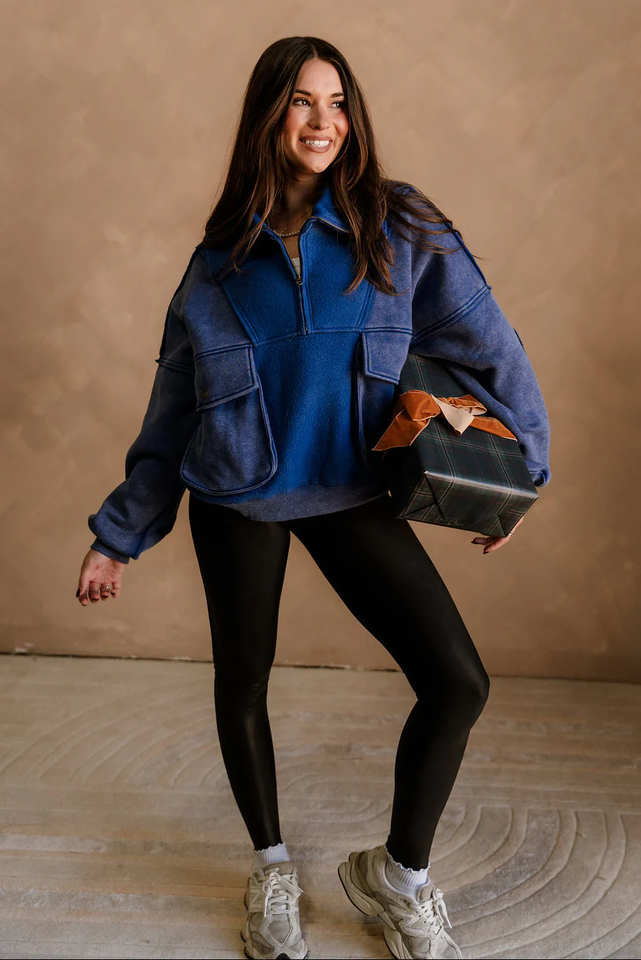 Stevie Washed Blue Quarter Zip Pullover - Image 3
