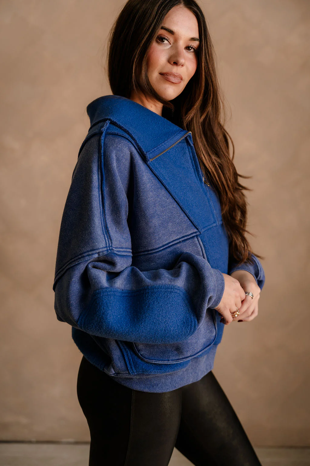 Stevie Washed Blue Quarter Zip Pullover - Image 5