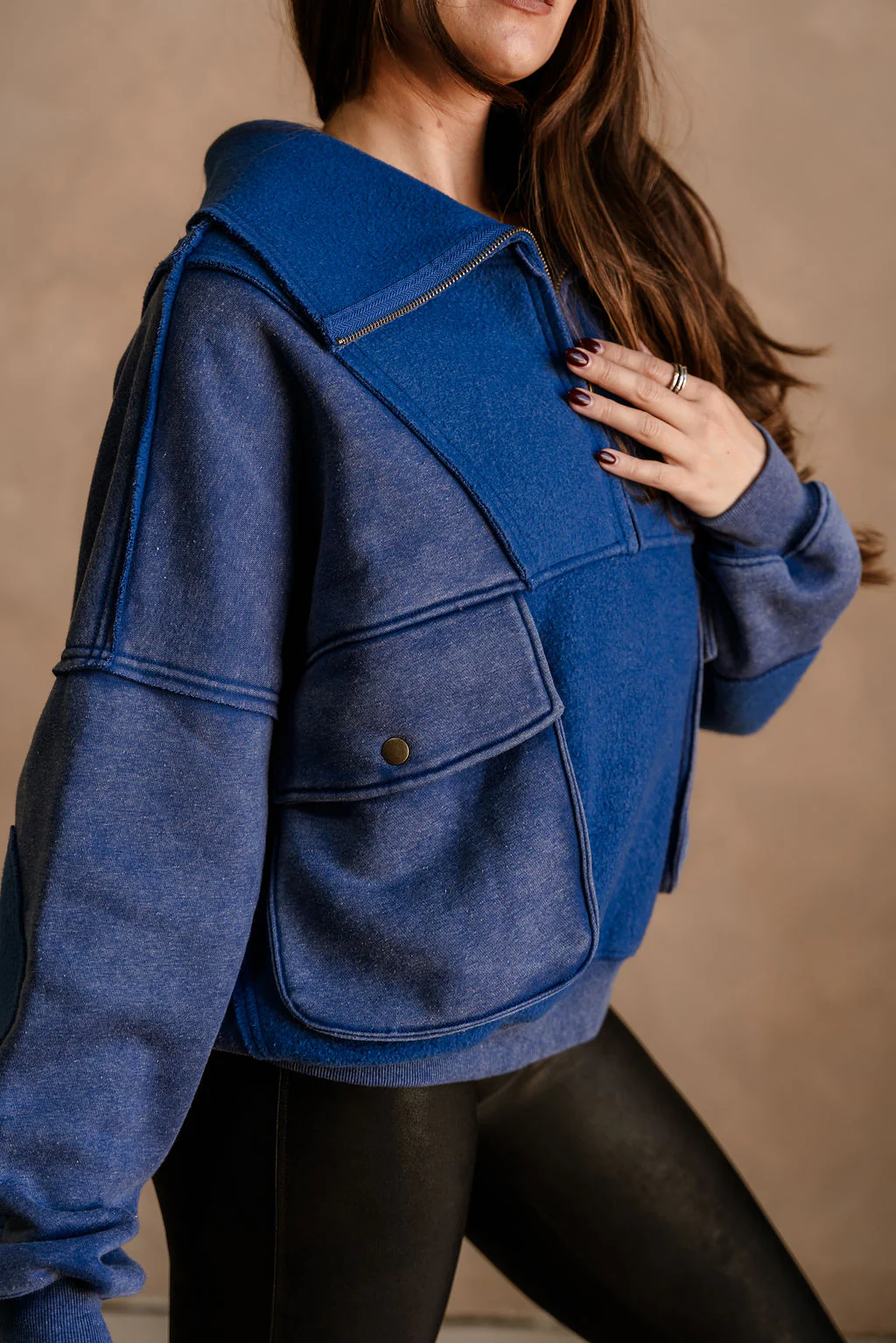 Stevie Washed Blue Quarter Zip Pullover - Image 6