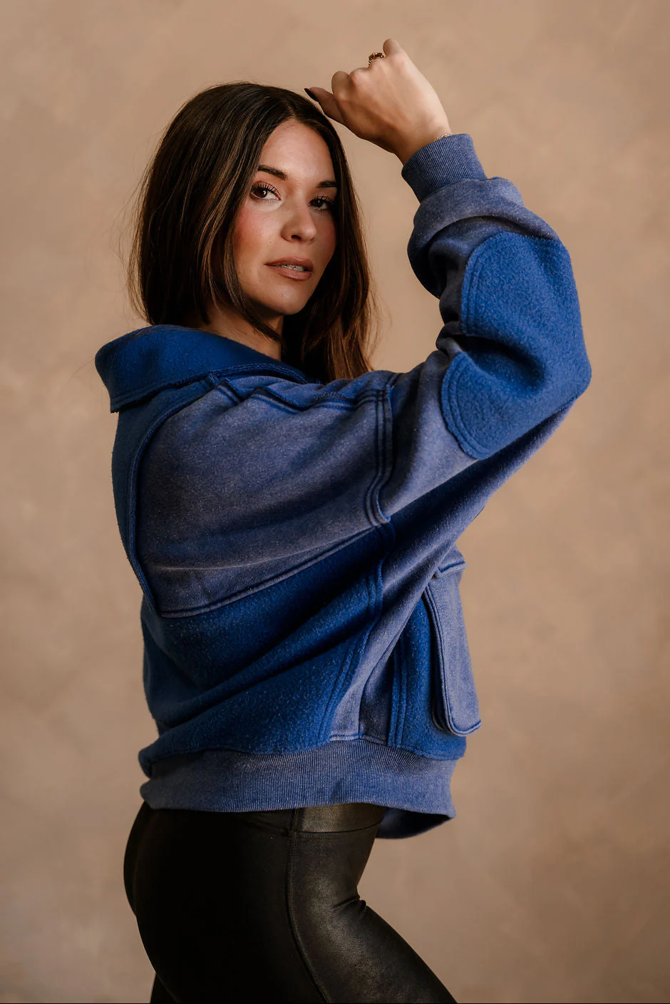 Stevie Washed Blue Quarter Zip Pullover - Image 7