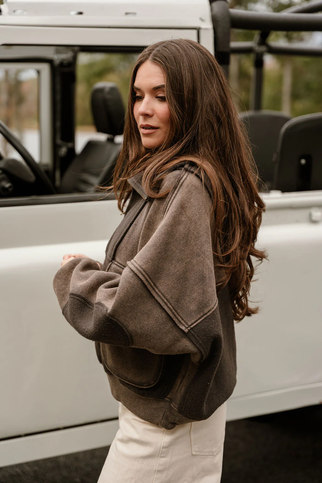 Stevie Washed Charcoal Grey Quarter Zip Pullover - Image 11