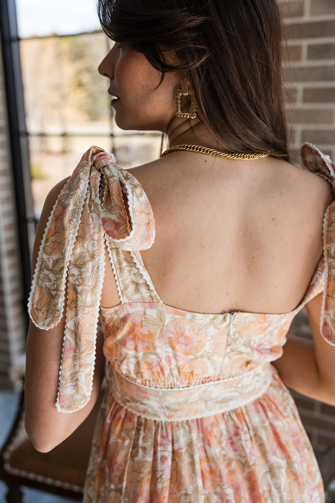 Summer Ivory & Peach Floral Mini Dress - Image 4
