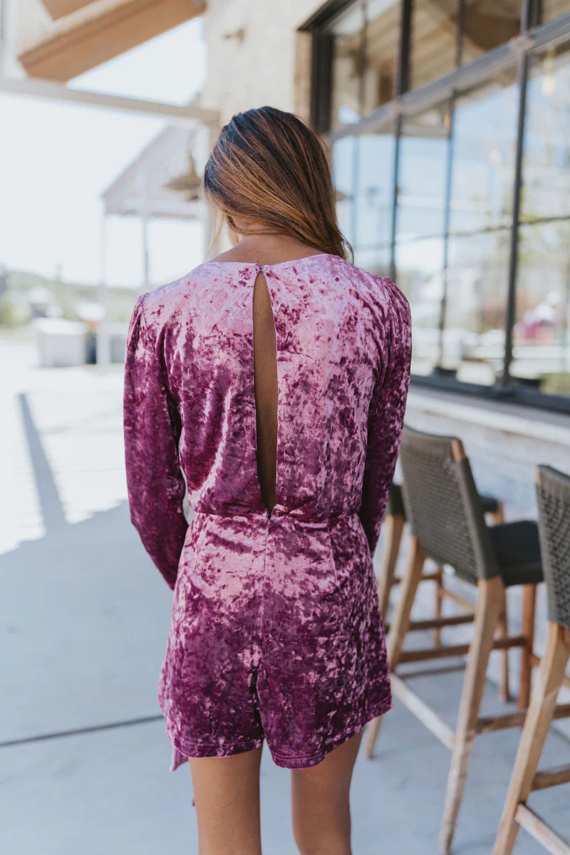 Supernova Velvet Romper in Plum - Image 4