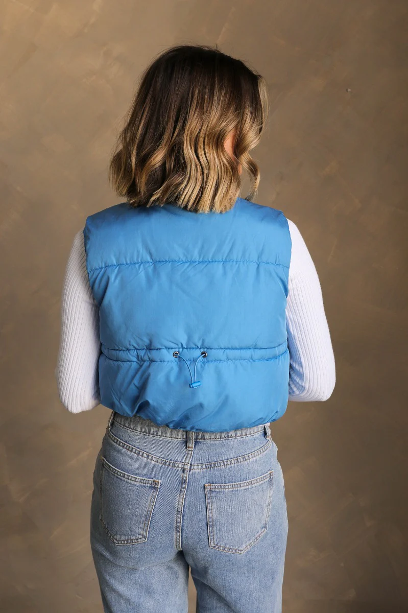 Sutton Blue Cropped Puffer Vest - Image 7