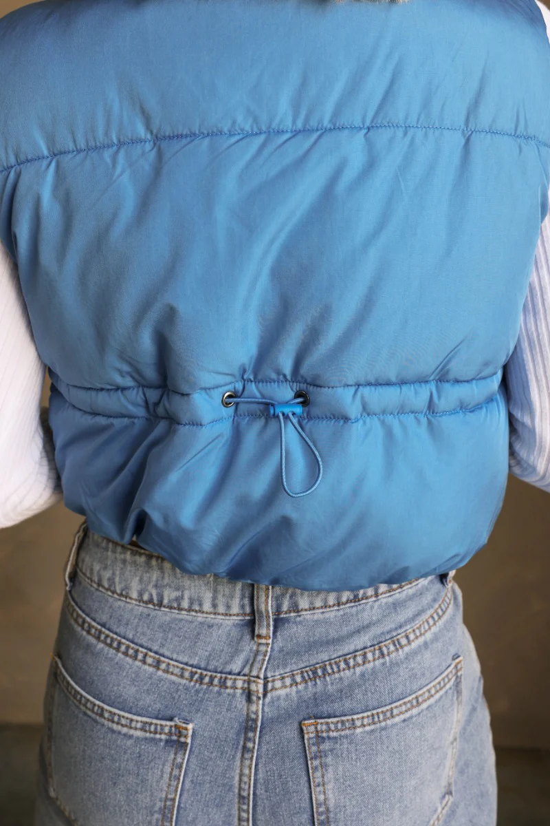 Sutton Blue Cropped Puffer Vest - Image 8