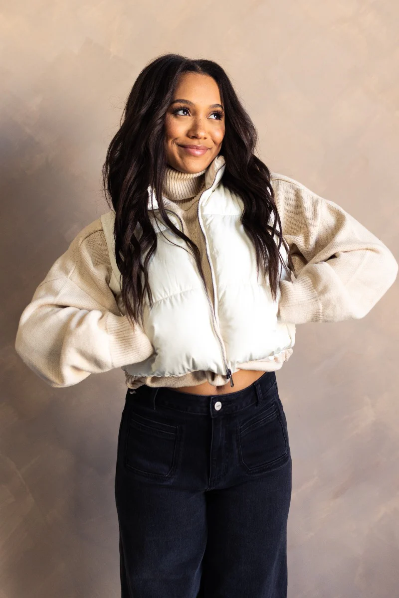 Sutton Cream Cropped Puffer Vest