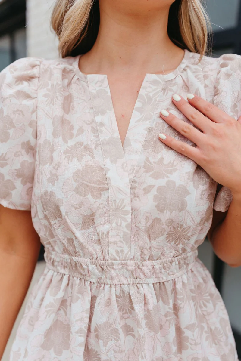 Swooning Over You Dress in Nude - Image 3