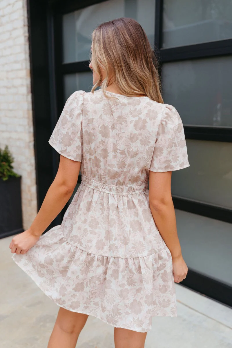 Swooning Over You Dress in Nude - Image 6