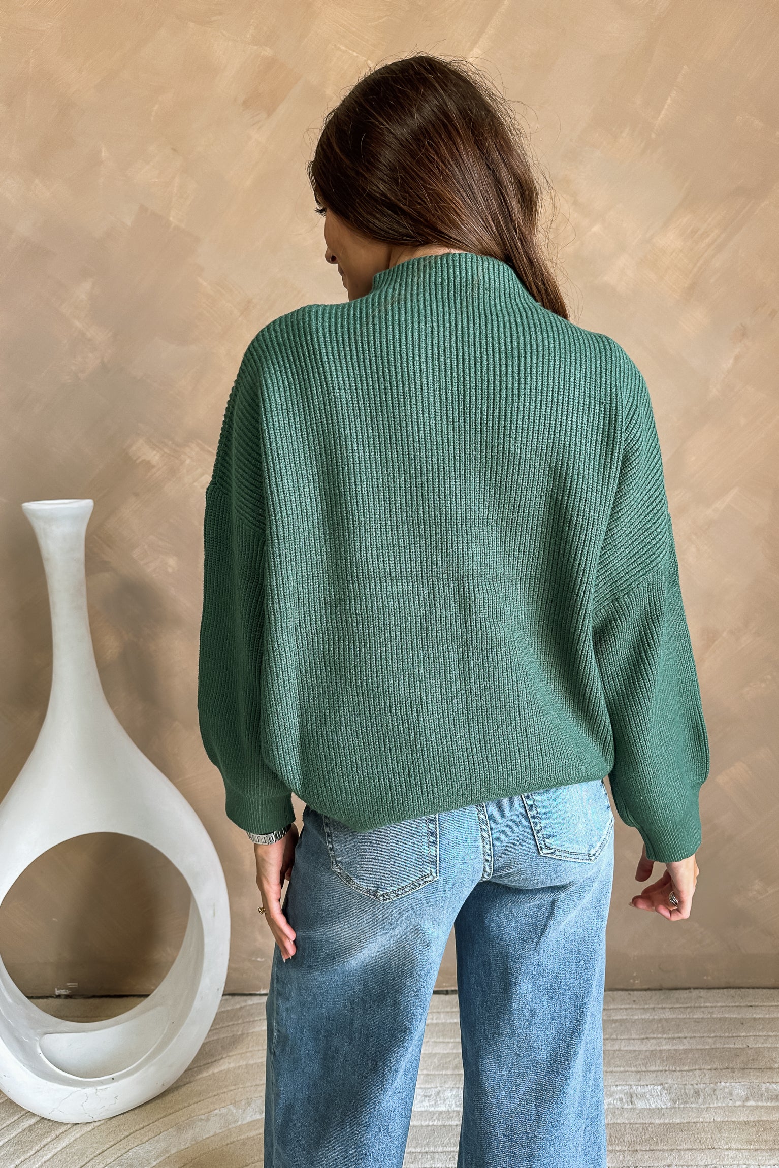 Angelica Slate Green Ribbed Knit Sweater - Image 7