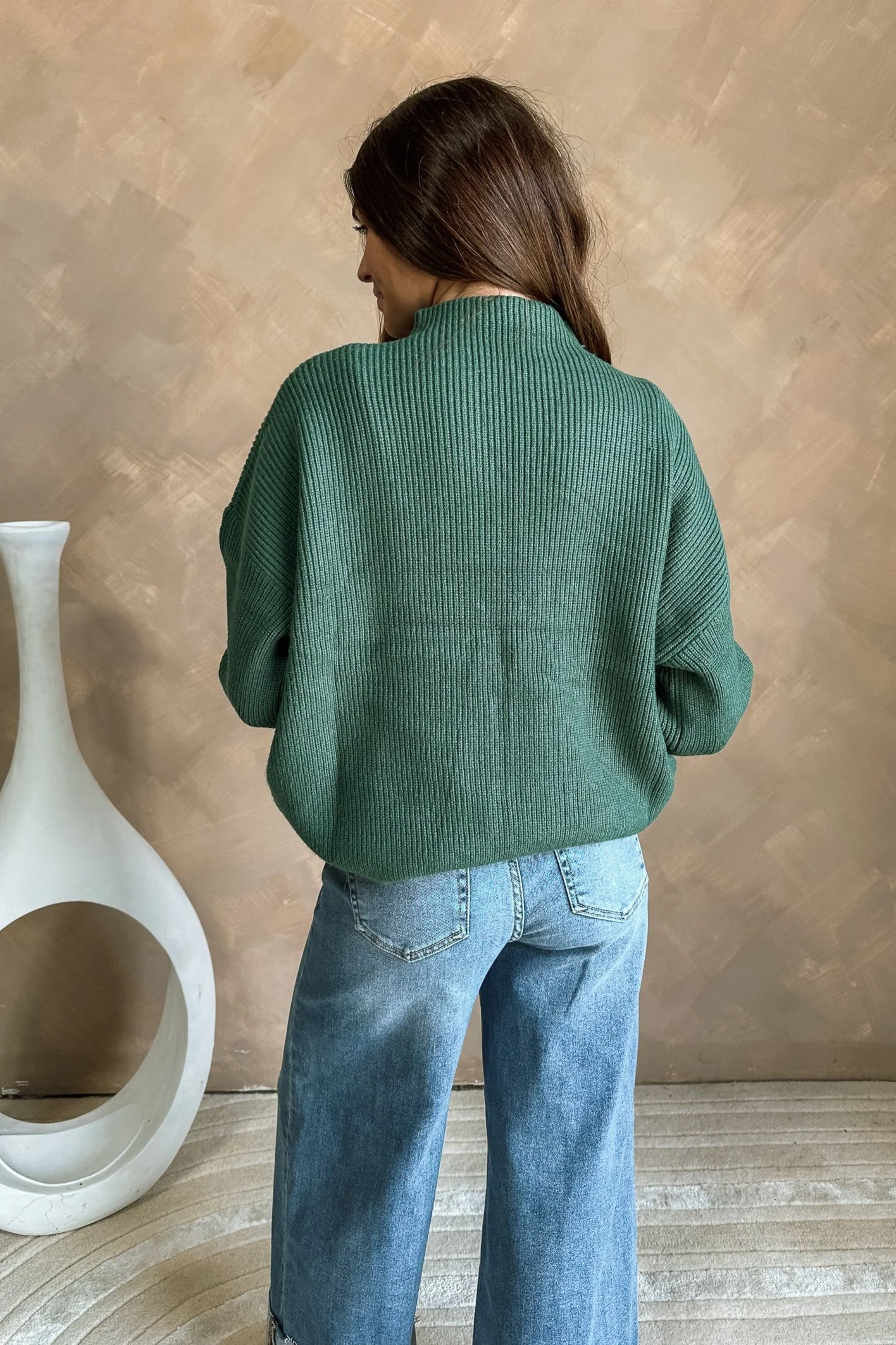 Angelica Slate Green Ribbed Knit Sweater - Image 8