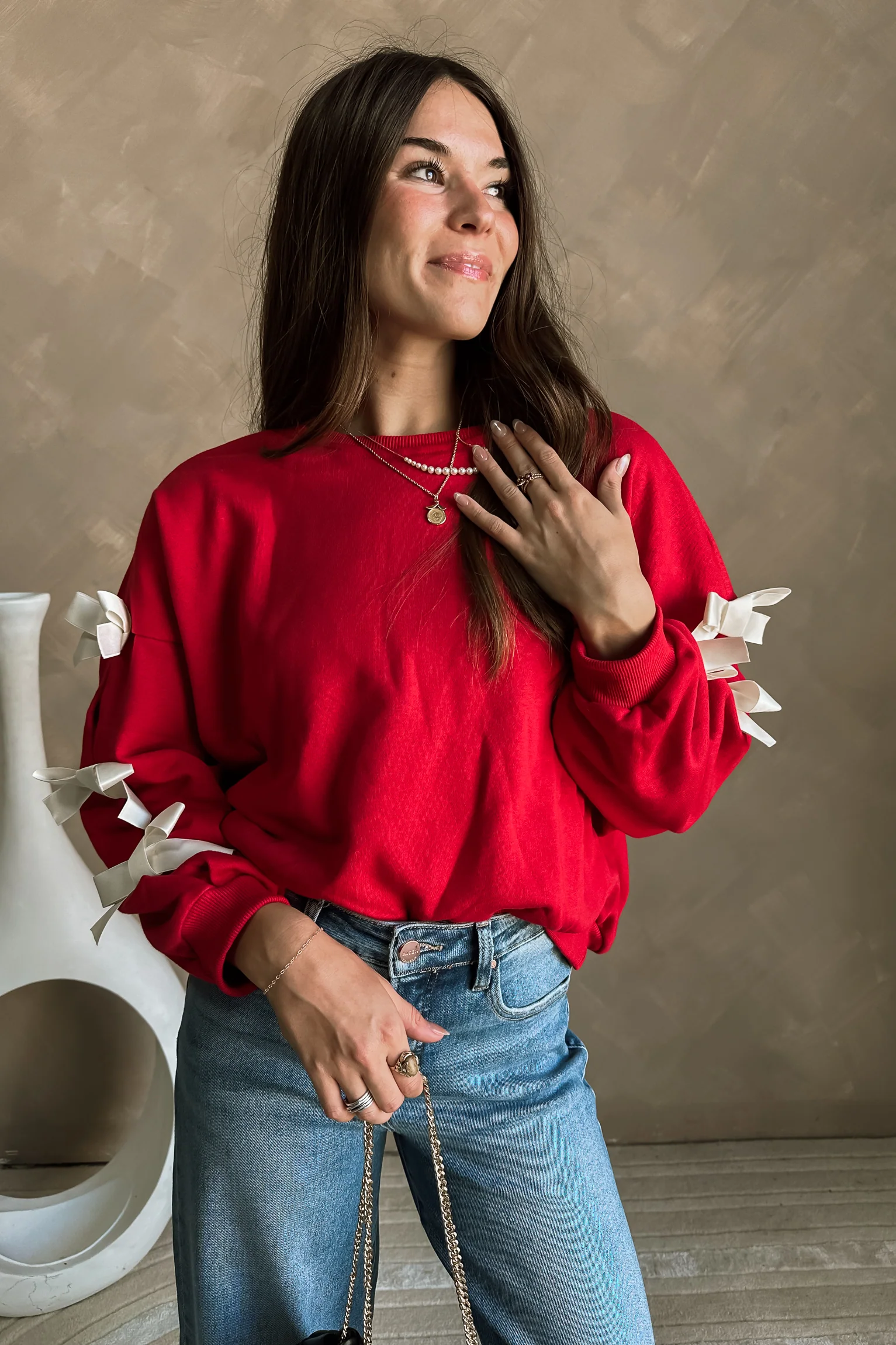 Georgina Red Bow Sweater