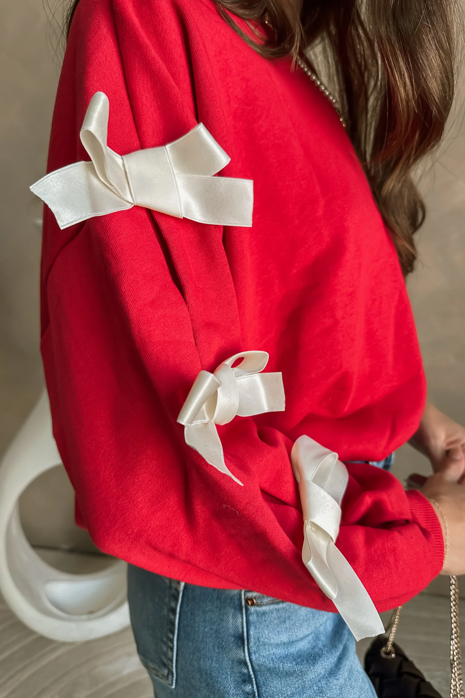 Georgina Red Bow Sweater - Image 3