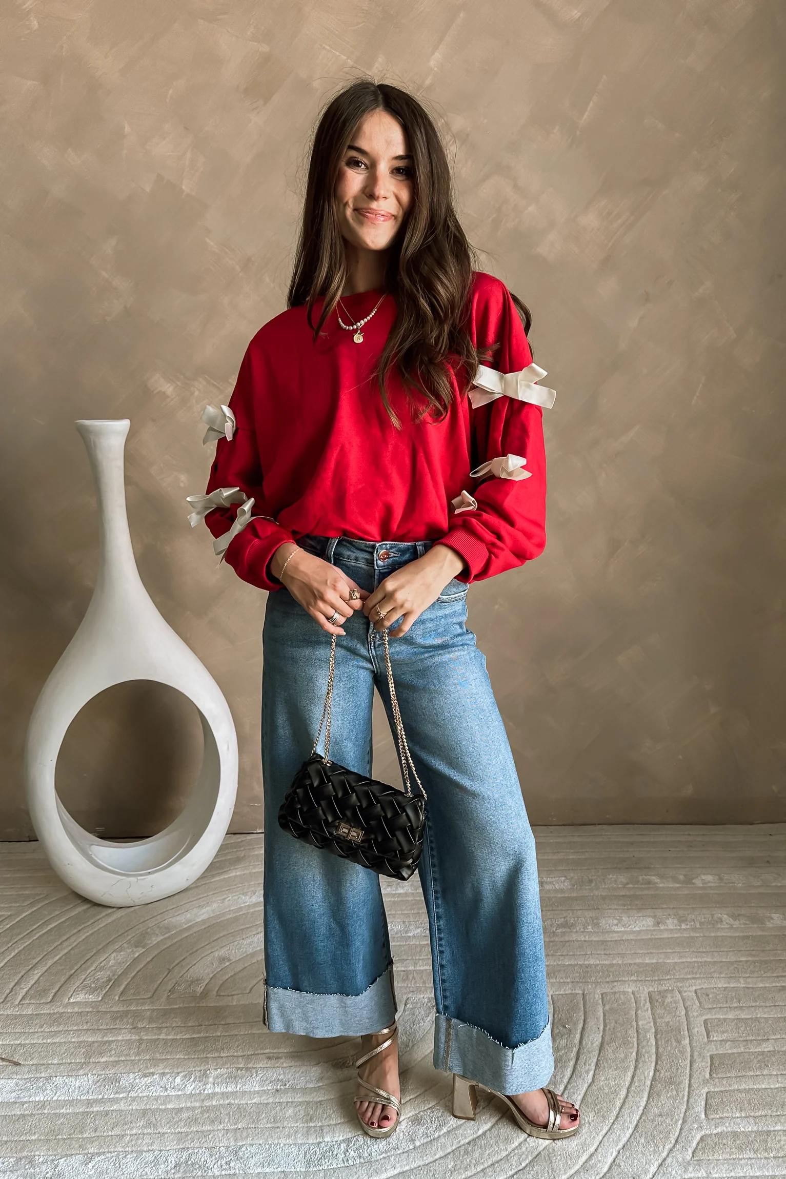 Georgina Red Bow Sweater - Image 4