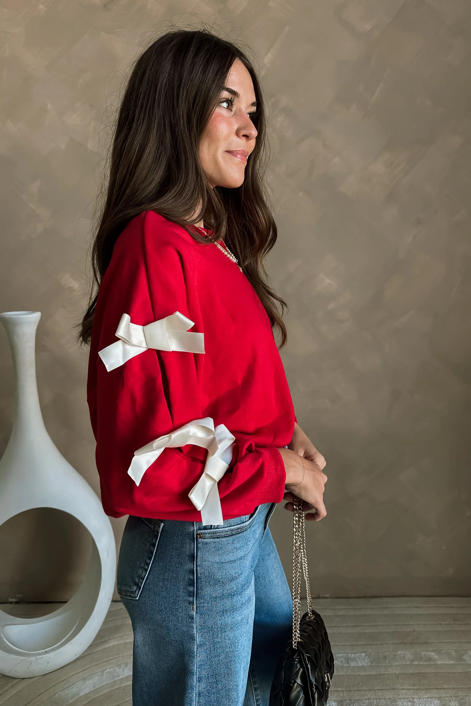 Georgina Red Bow Sweater - Image 6