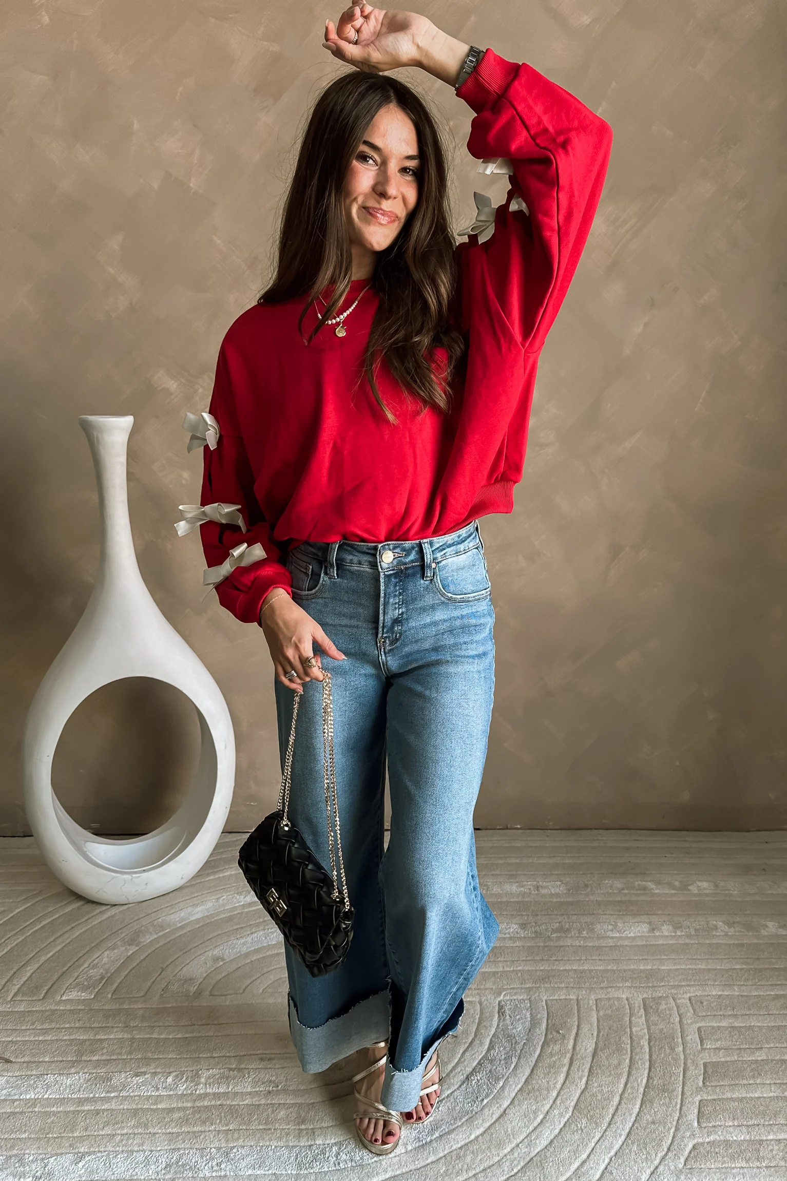 Georgina Red Bow Sweater - Image 7
