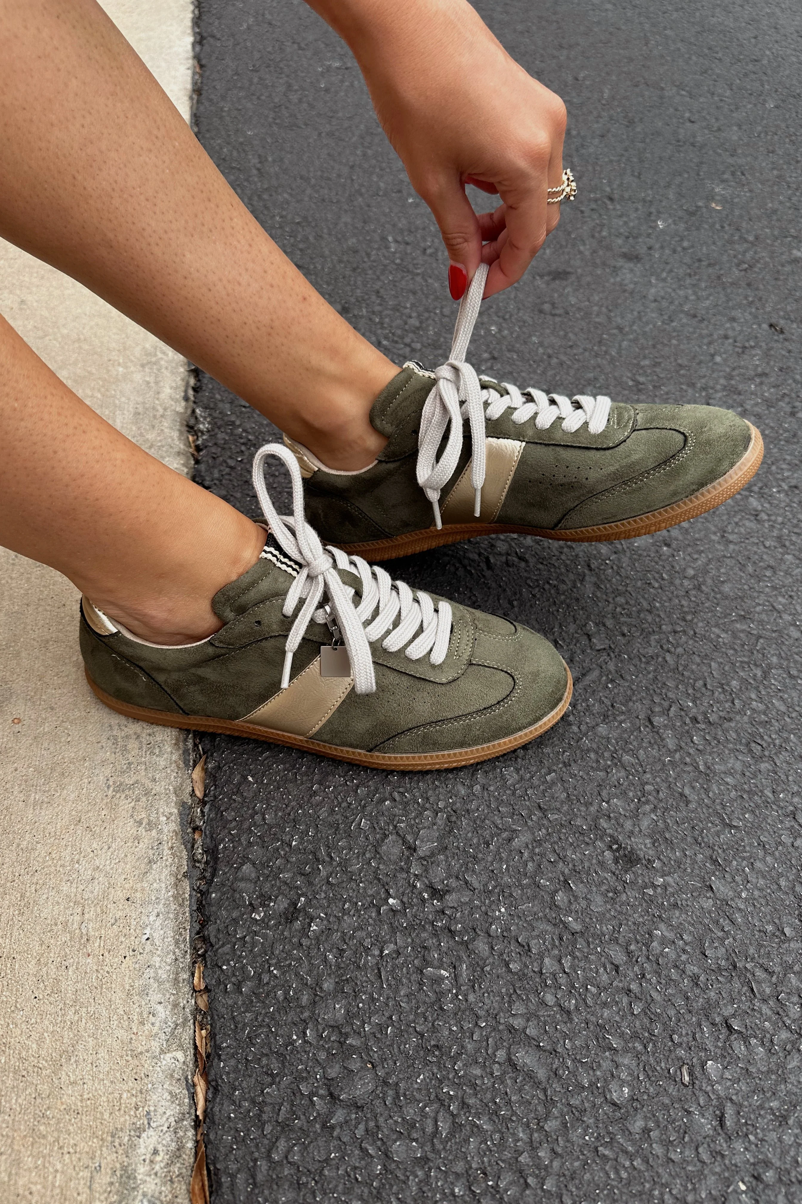 Sydney Olive Suede Sneaker - Image 3