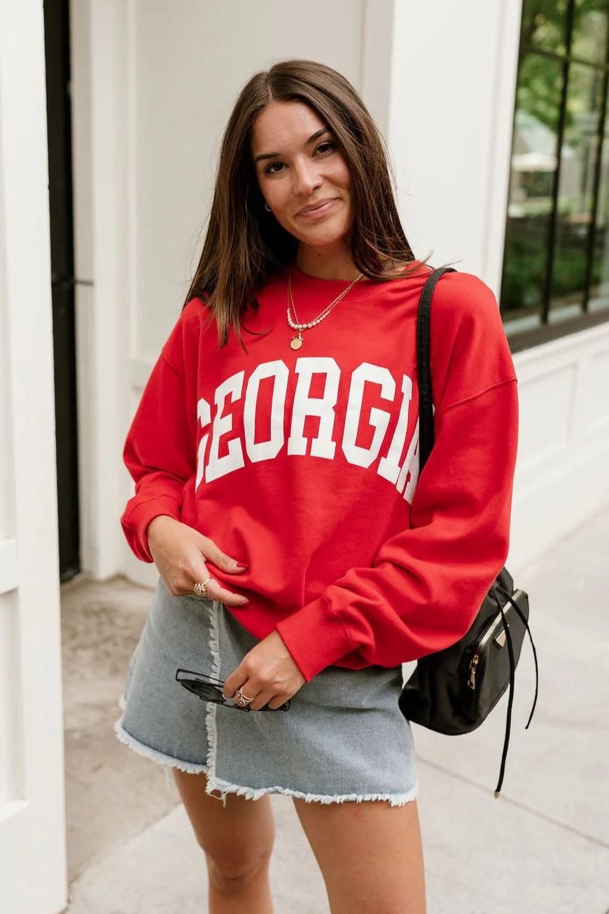 Georgia Red Long Sleeve Sweatshirt