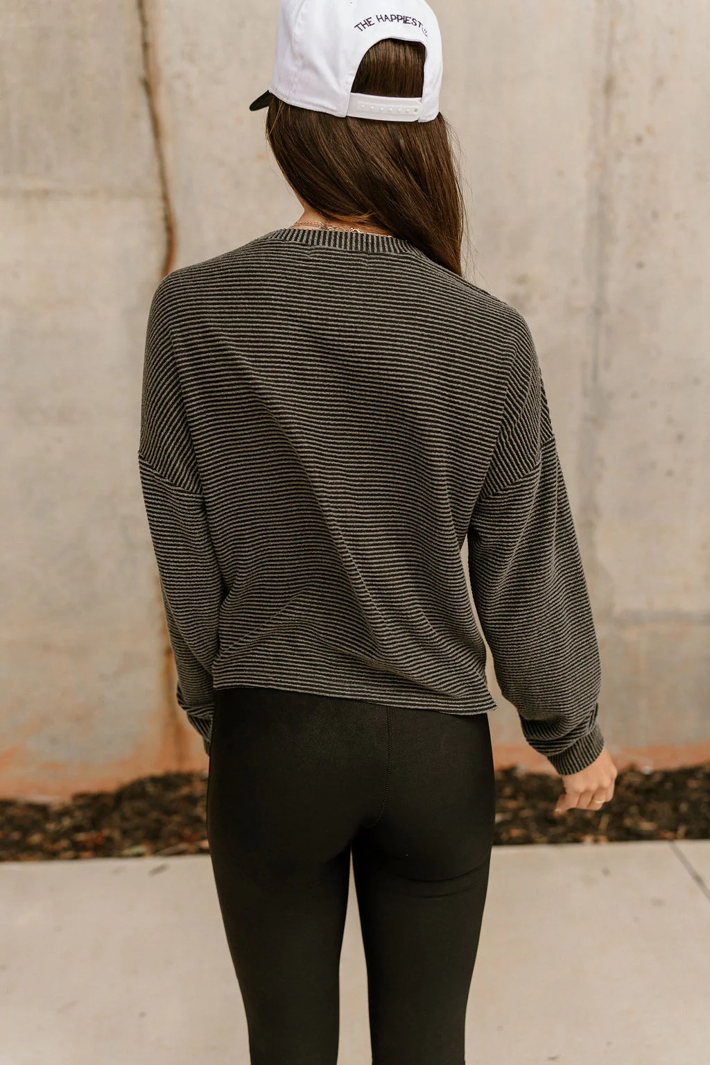 Esme Charcoal Grey Ribbed Long Sleeve Top - Image 4