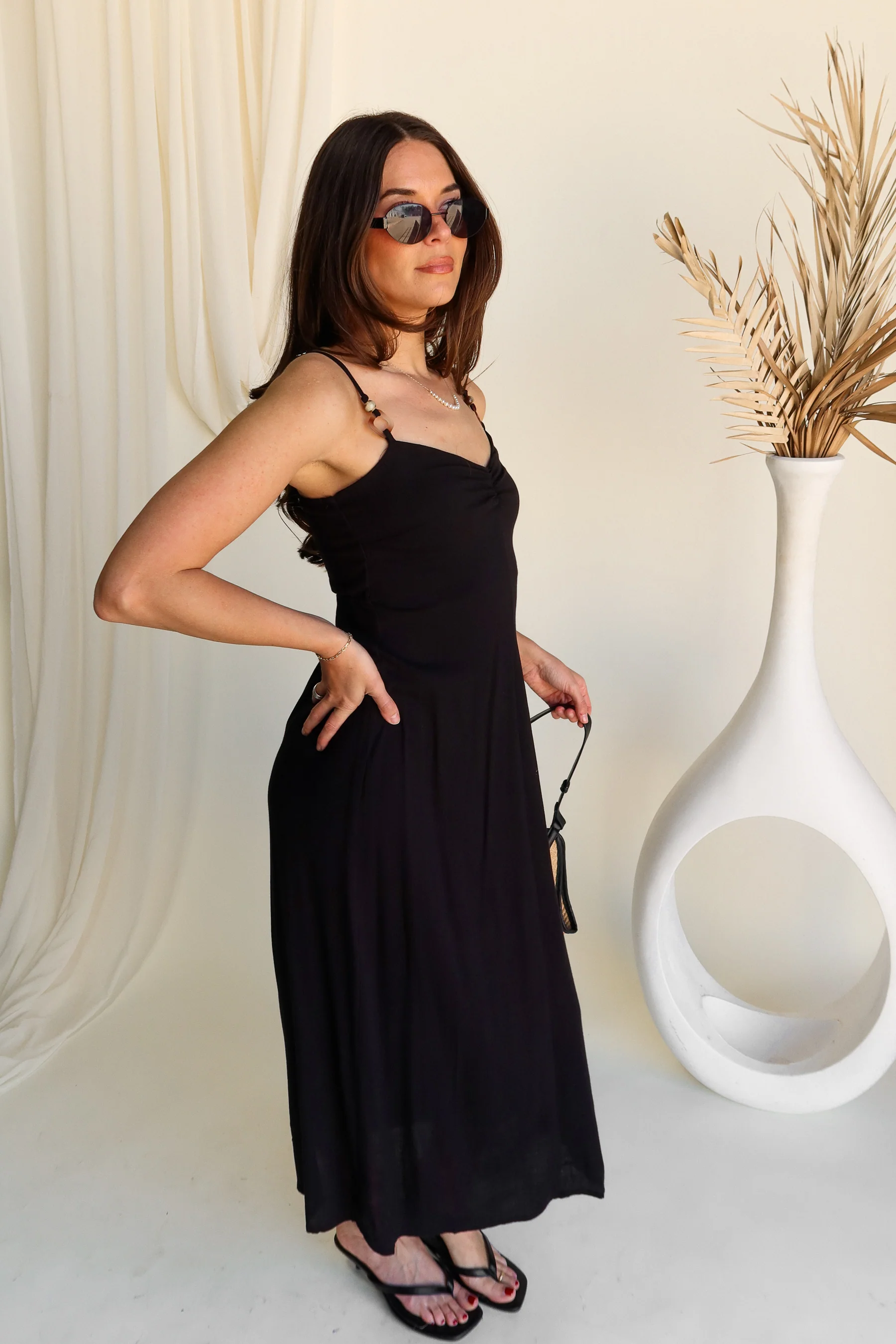 Talia Black & Tortoise Midi Dress - Image 3
