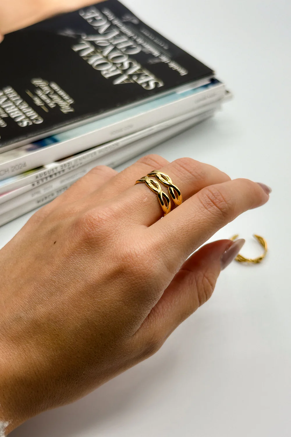Talia Gold Double Braided Ring - Image 2