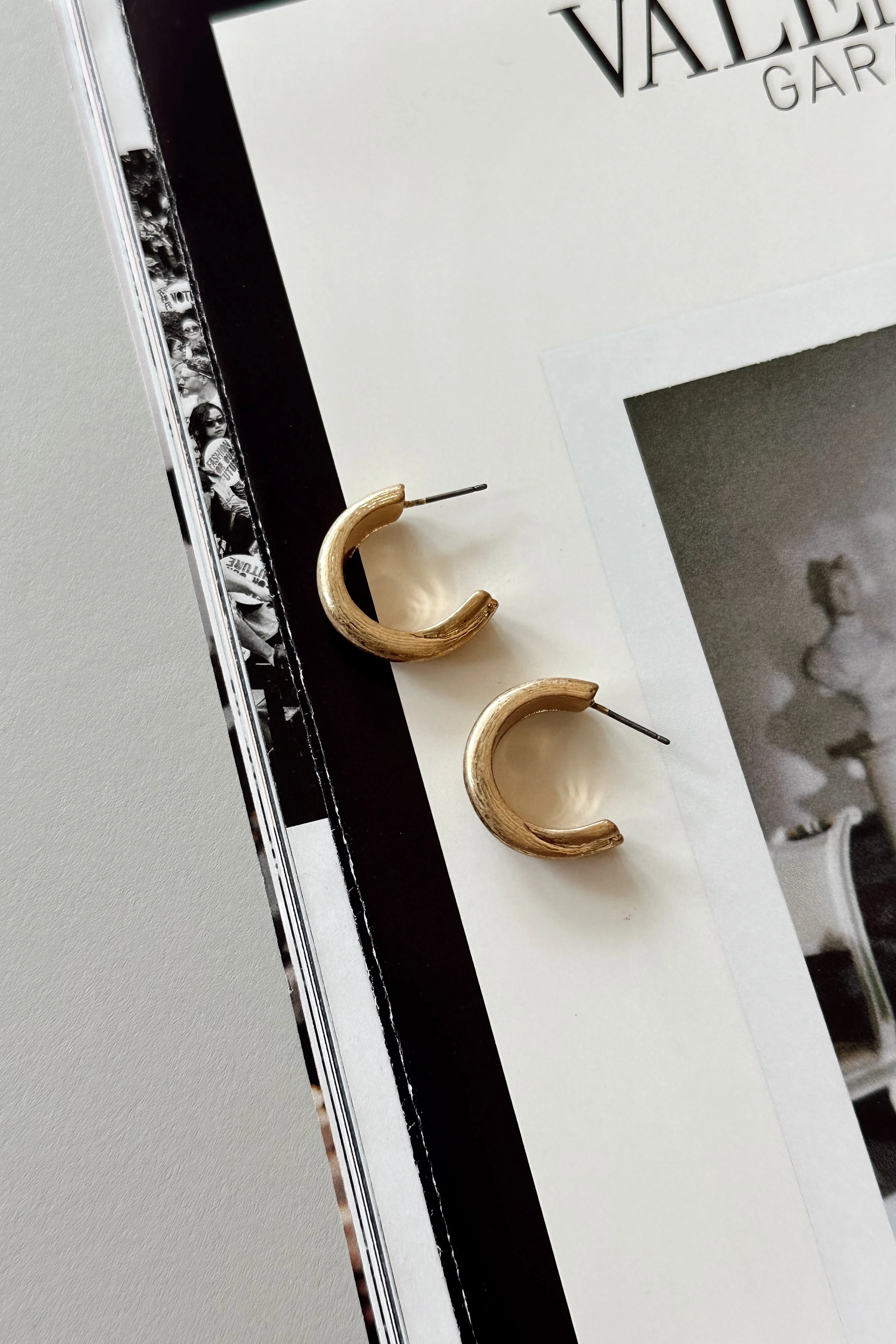 Tana Brushed Gold Hoop Earrings - Image 2