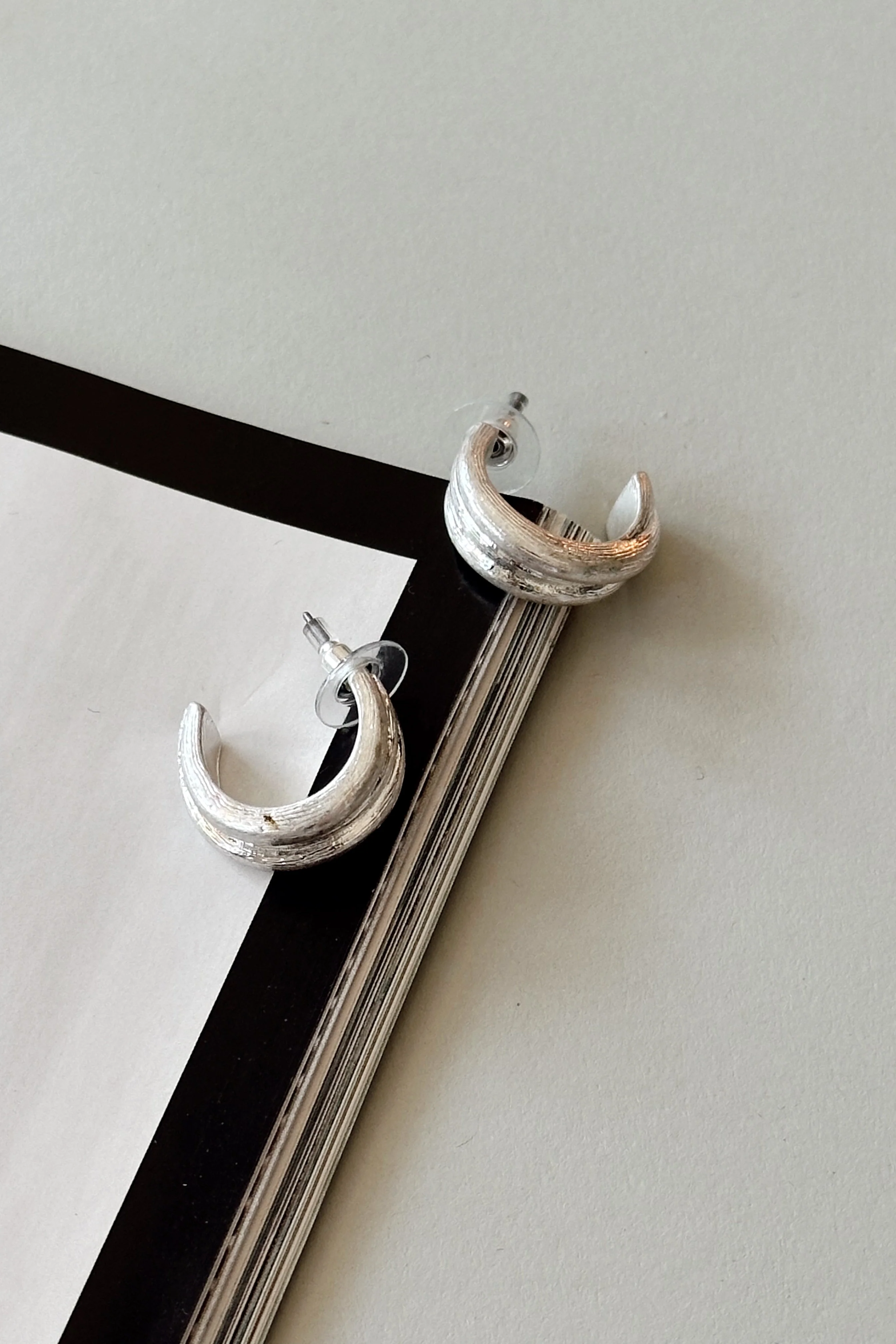 Tana Brushed Silver Hoop Earrings