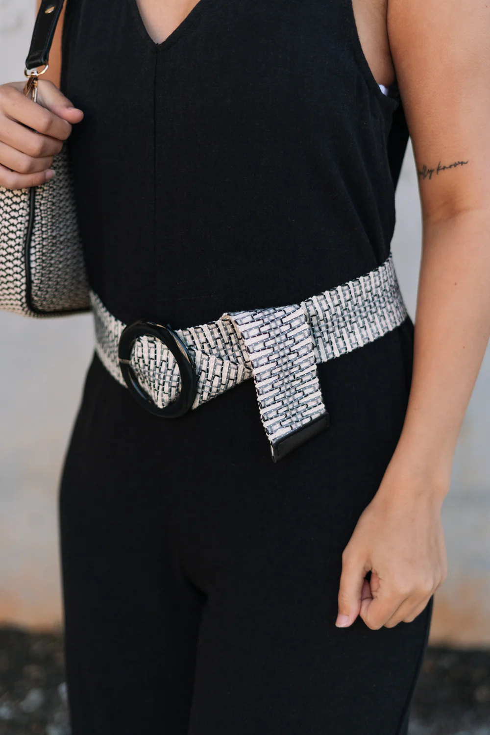 Taryn Black & Natural Woven Belt - Image 2