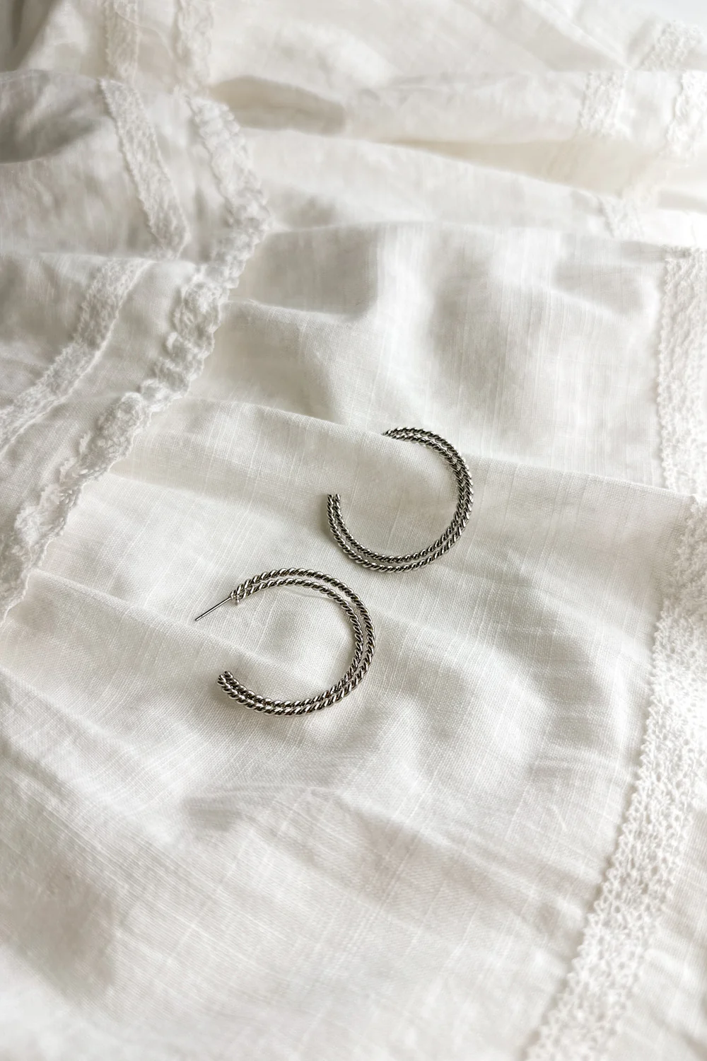 Taryn Silver Double Roped Hoop Earring - Image 2