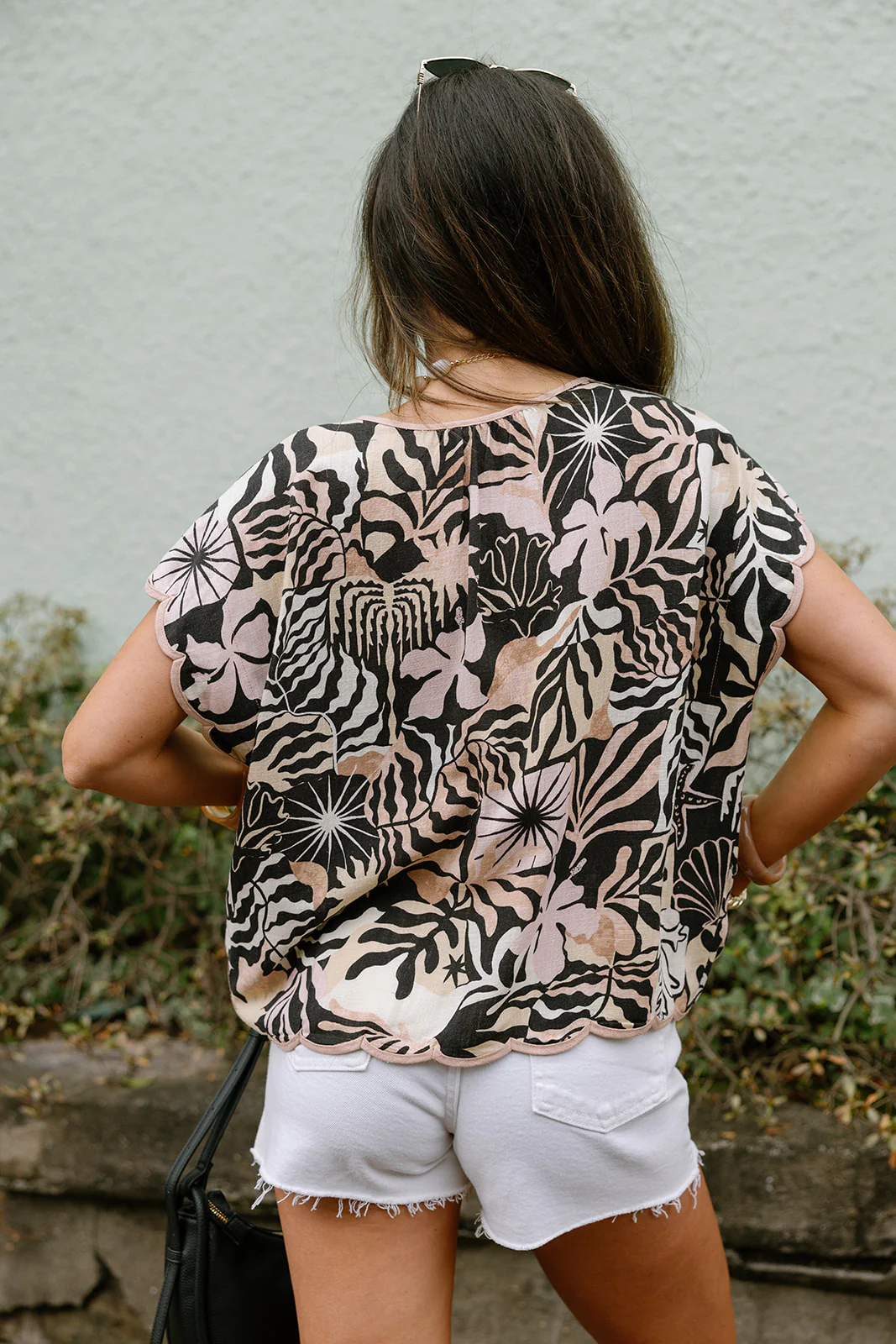 Tasha Multi Floral Scalloped Top - Image 4