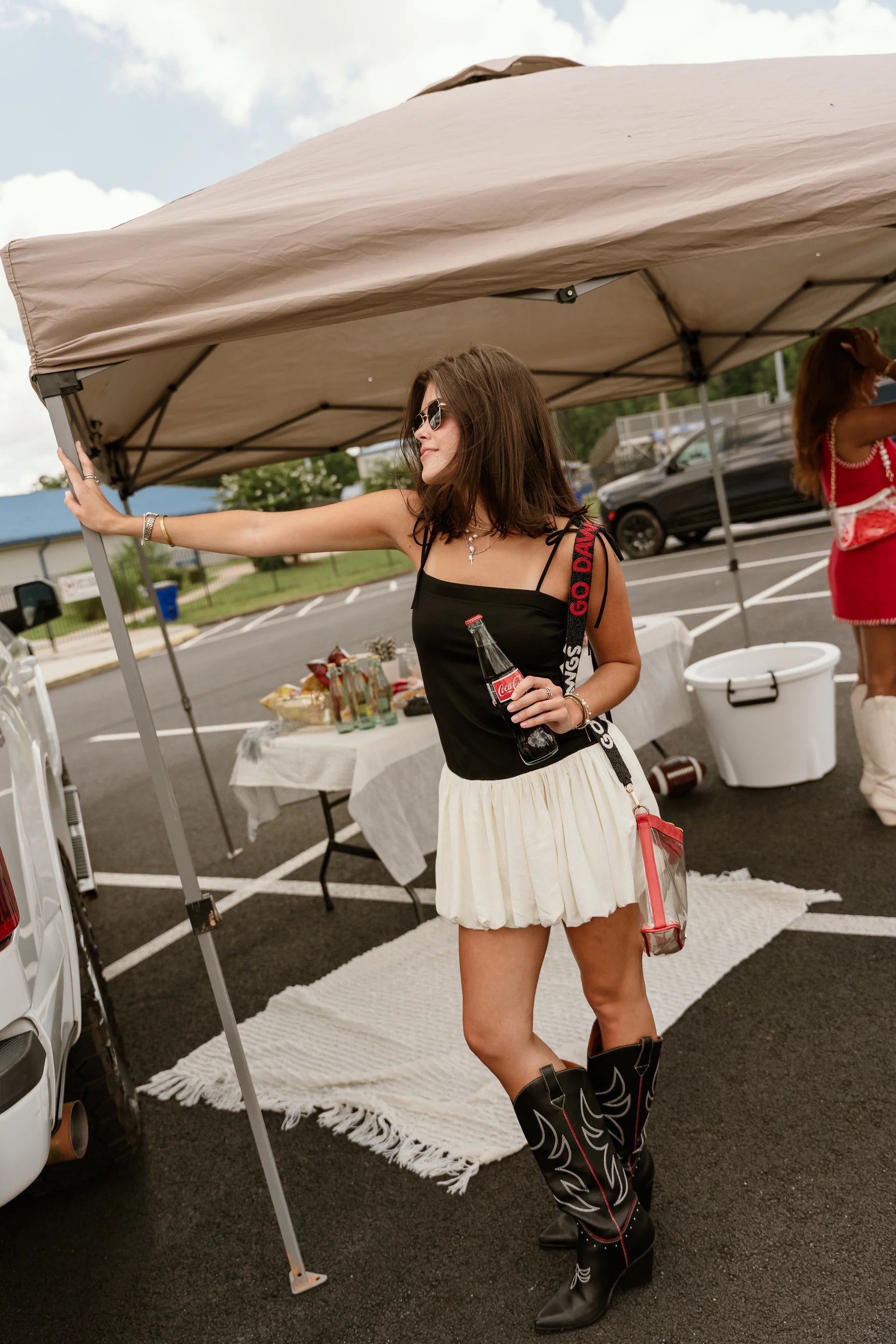 Tatum Black & Cream Bubble Hem Mini Dress