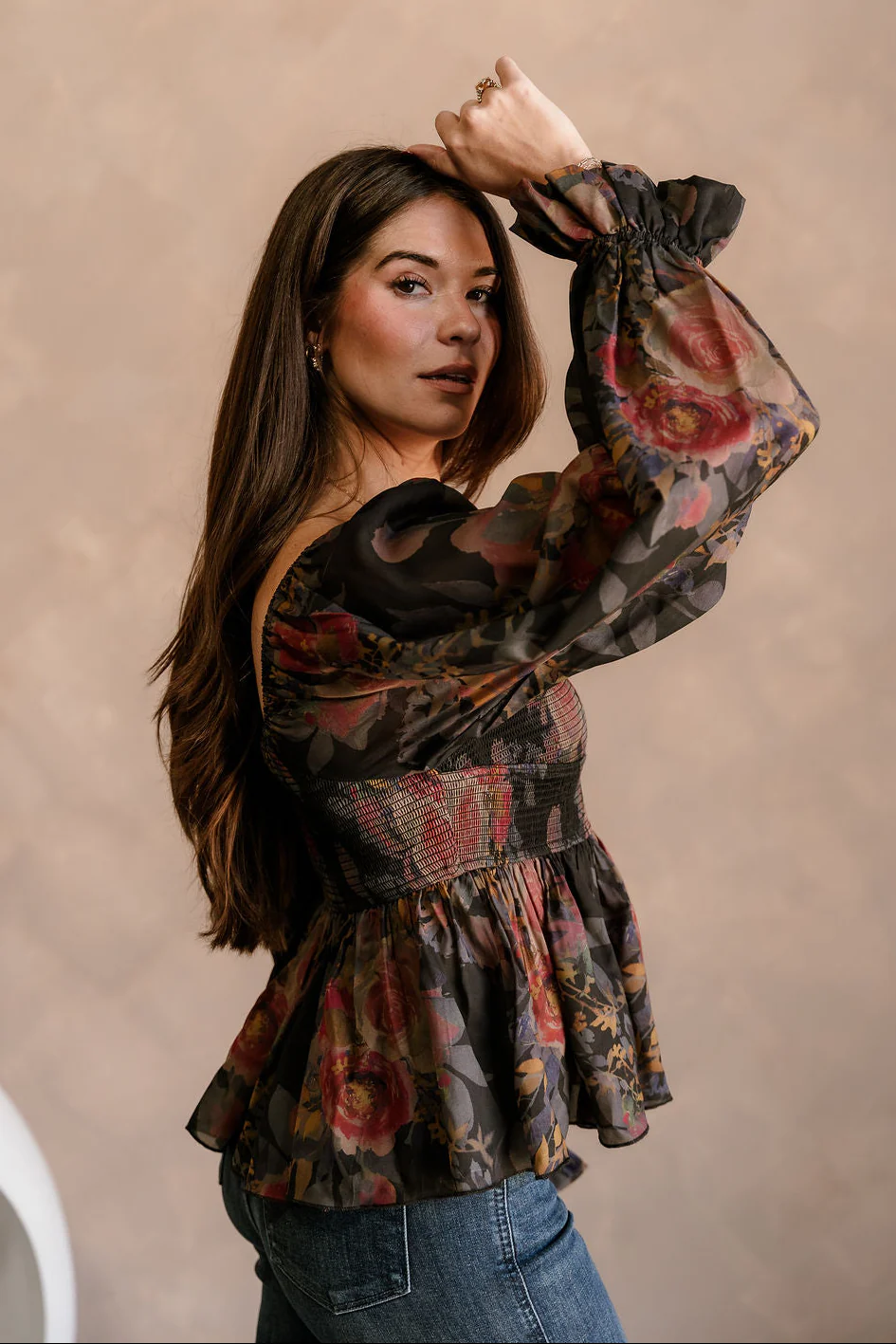 Tatum Black Multi Floral Long Sleeve Top - Image 6