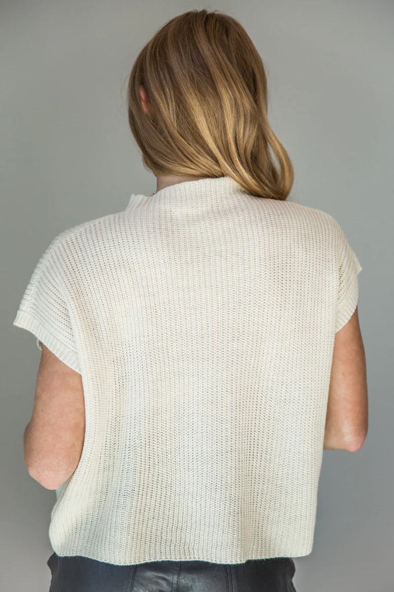 Tatum Cream Mock Neck Sleeveless Sweater - Image 6