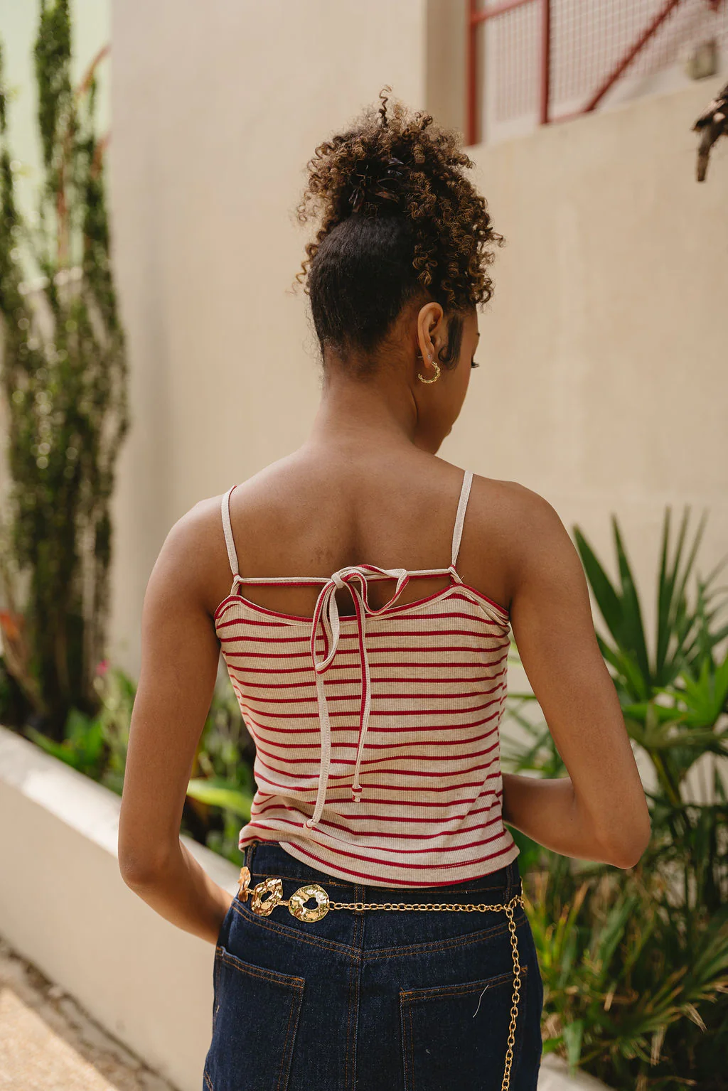 Tatum Red & Oatmeal Stripe Tank - Image 6