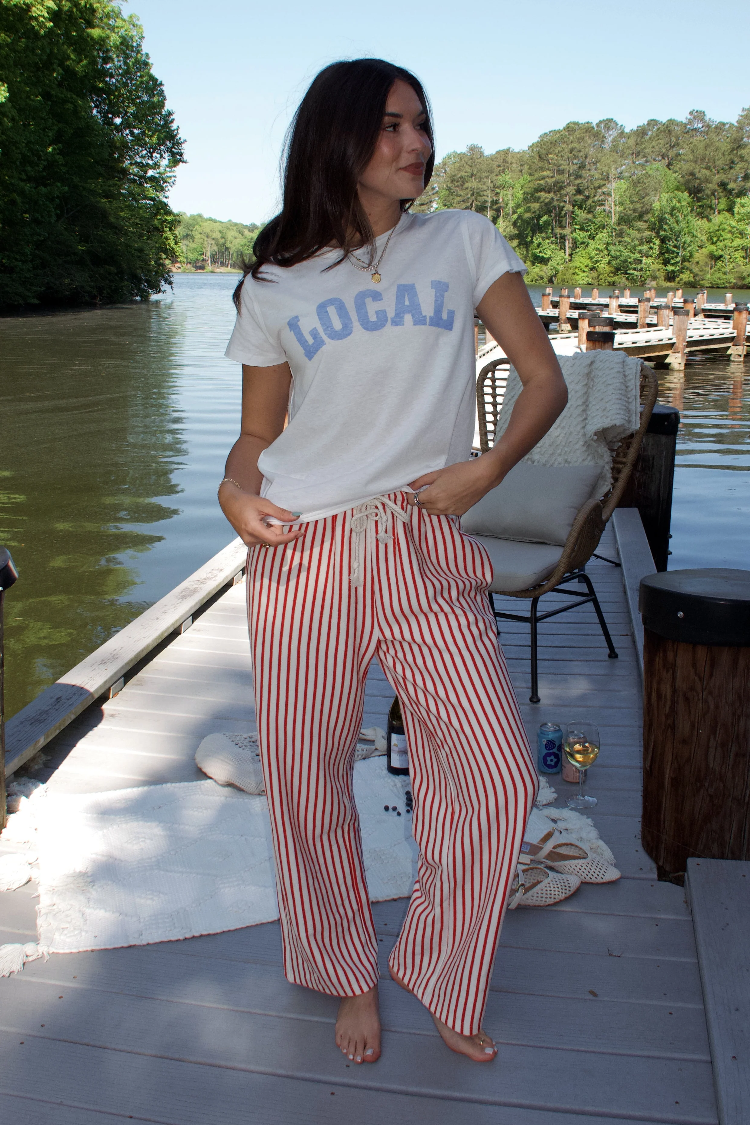 Tatum Red & White Striped Pants - Image 2