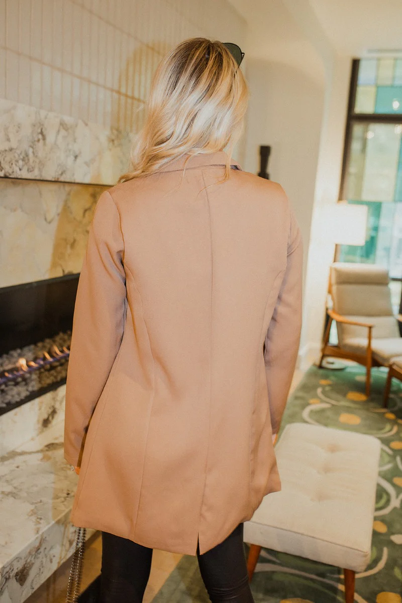 Down To Business Blazer In Taupe - Image 4