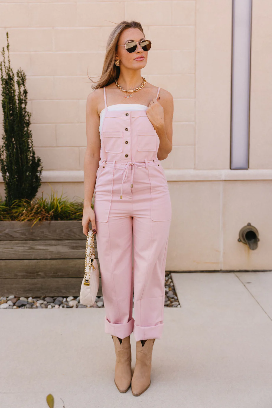 Taylor Blush Pink Denim Overalls - Image 3